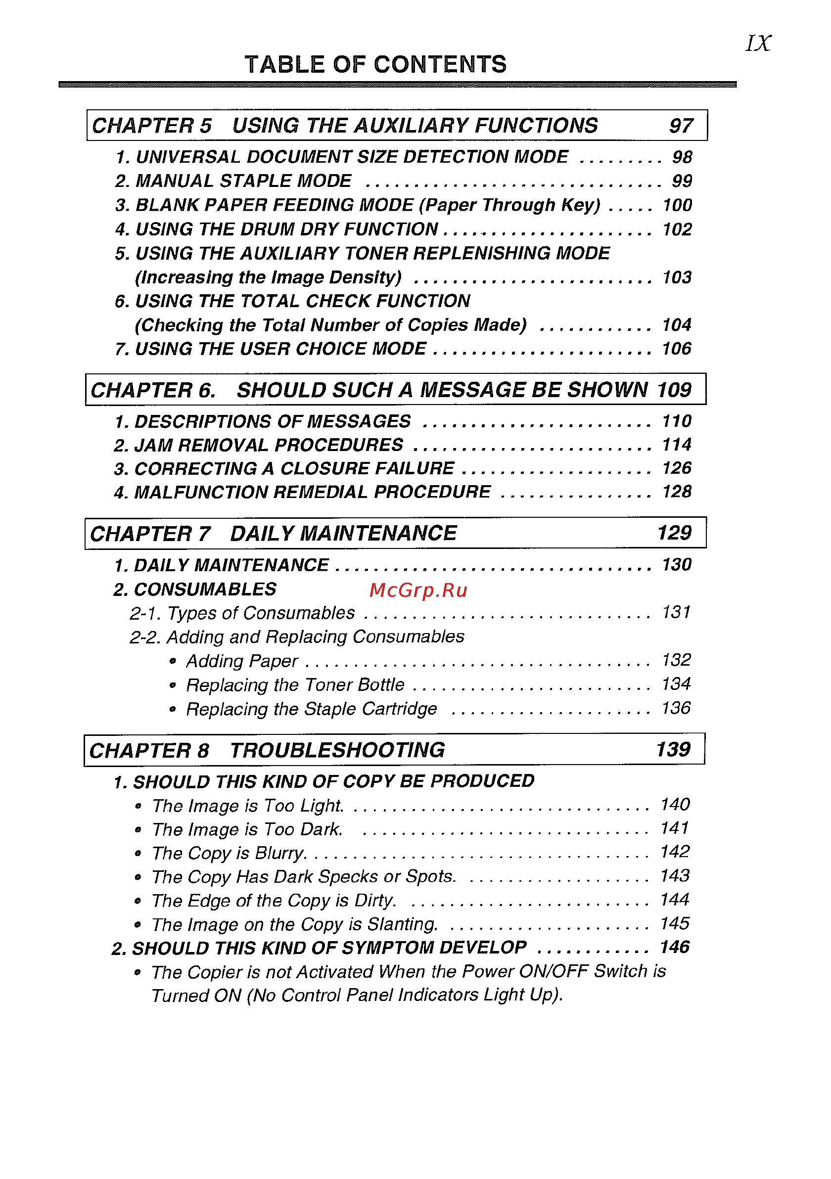 Konica Minolta EP5425 [11/170] Table of contents