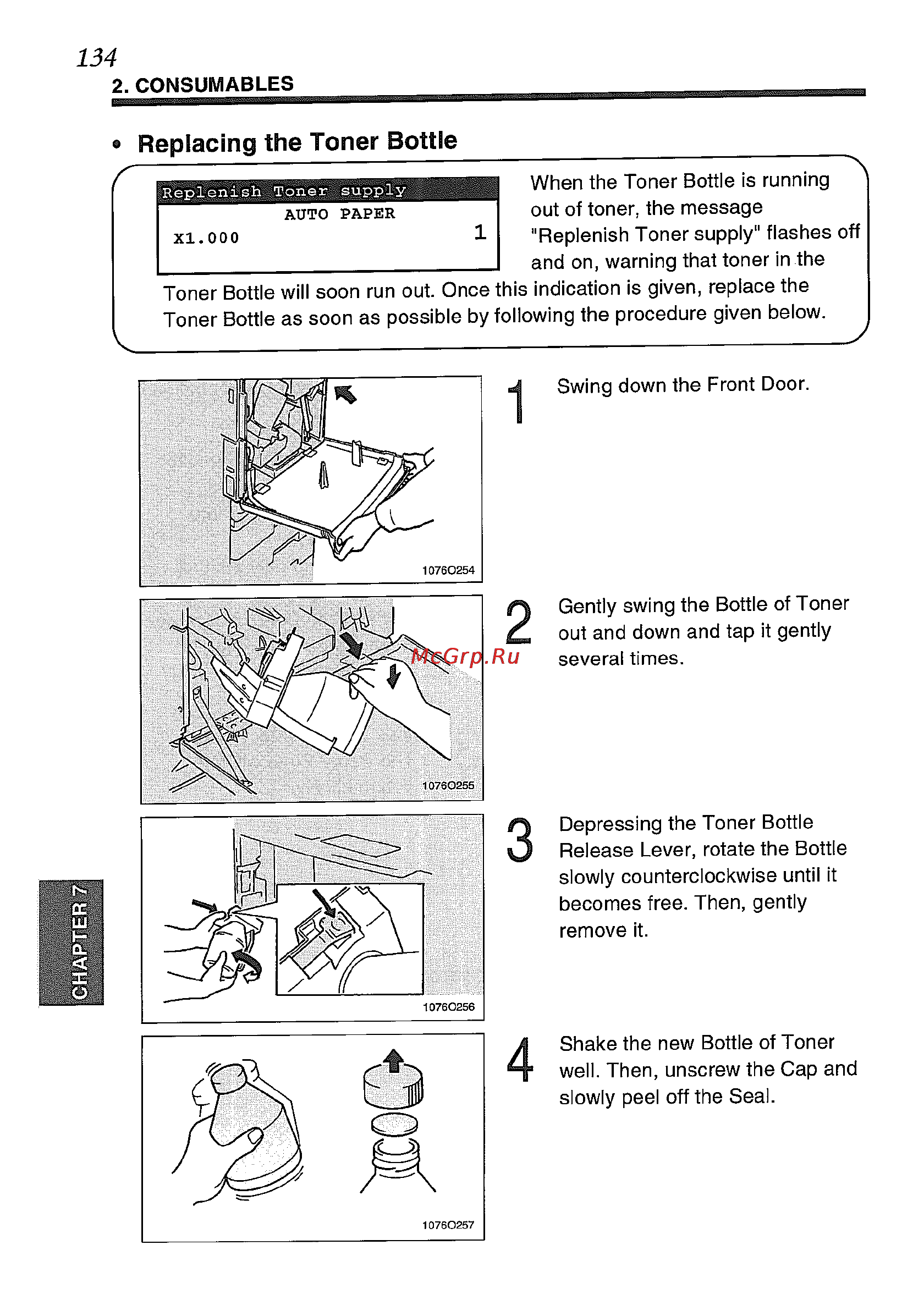 Konica Minolta EP5425 [148/170] Replacing the toner bottle