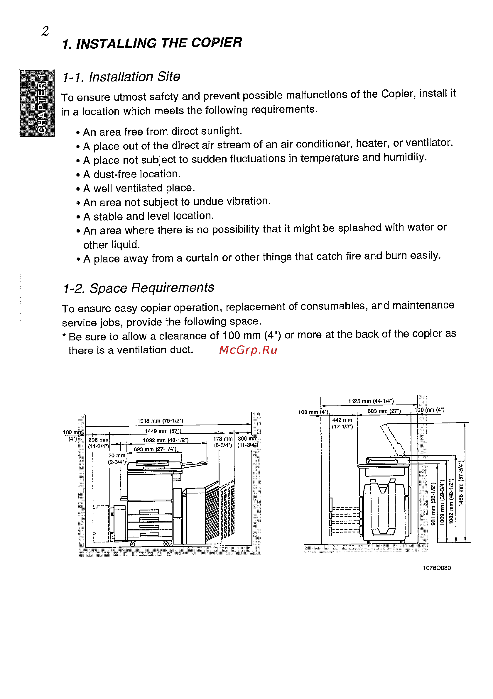 Konica Minolta EP5425 [16/170] 1 installation site