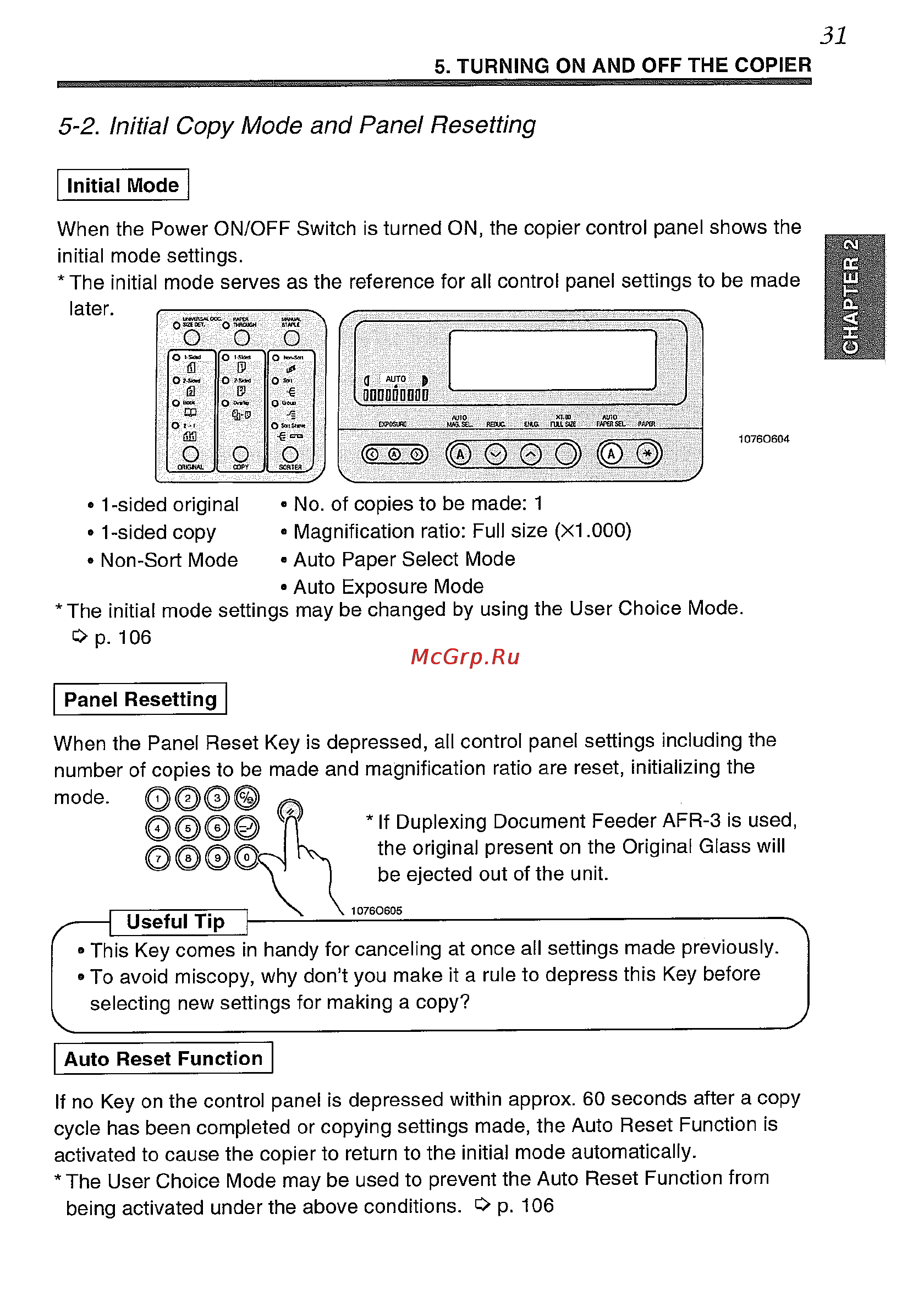 Konica Minolta EP5425 [45/170] 2 initial copy mode and panel resetting
