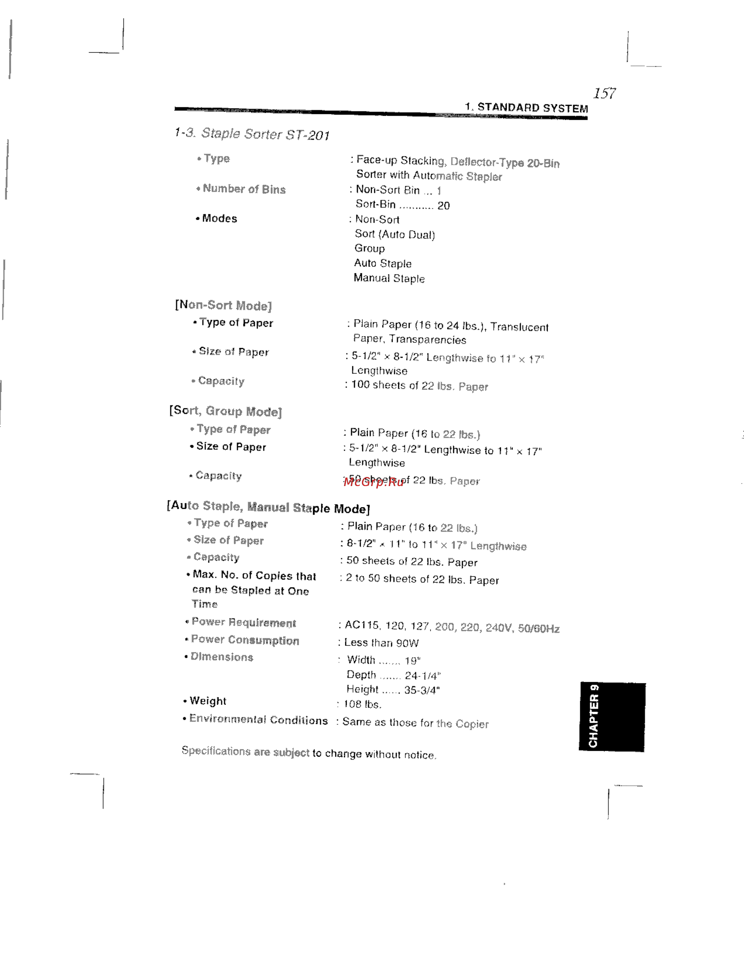Konica Minolta EP8602 [165/168] Staple sorter st 201