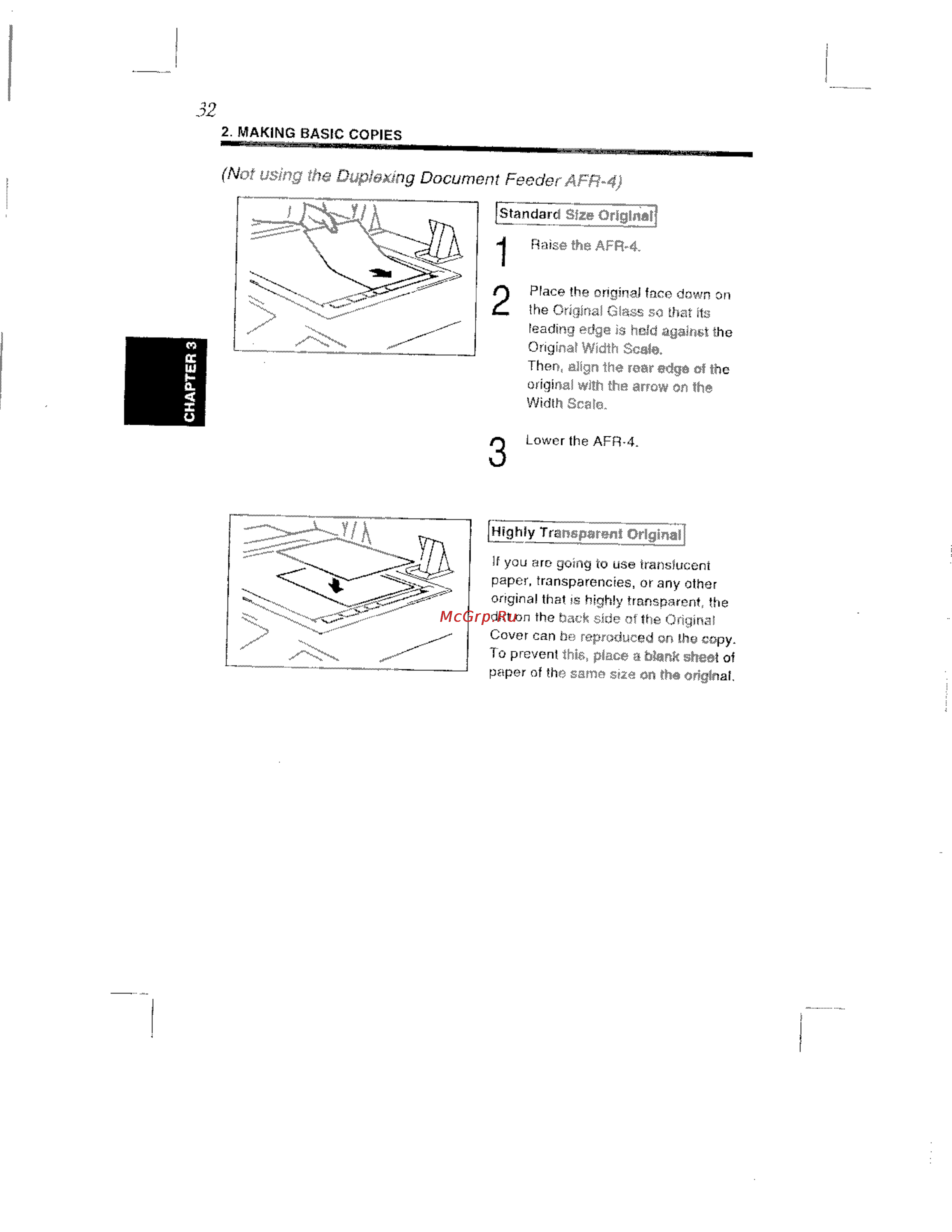 Konica Minolta EP8602 [43/168] Not using the duplexing document feeder afr 4