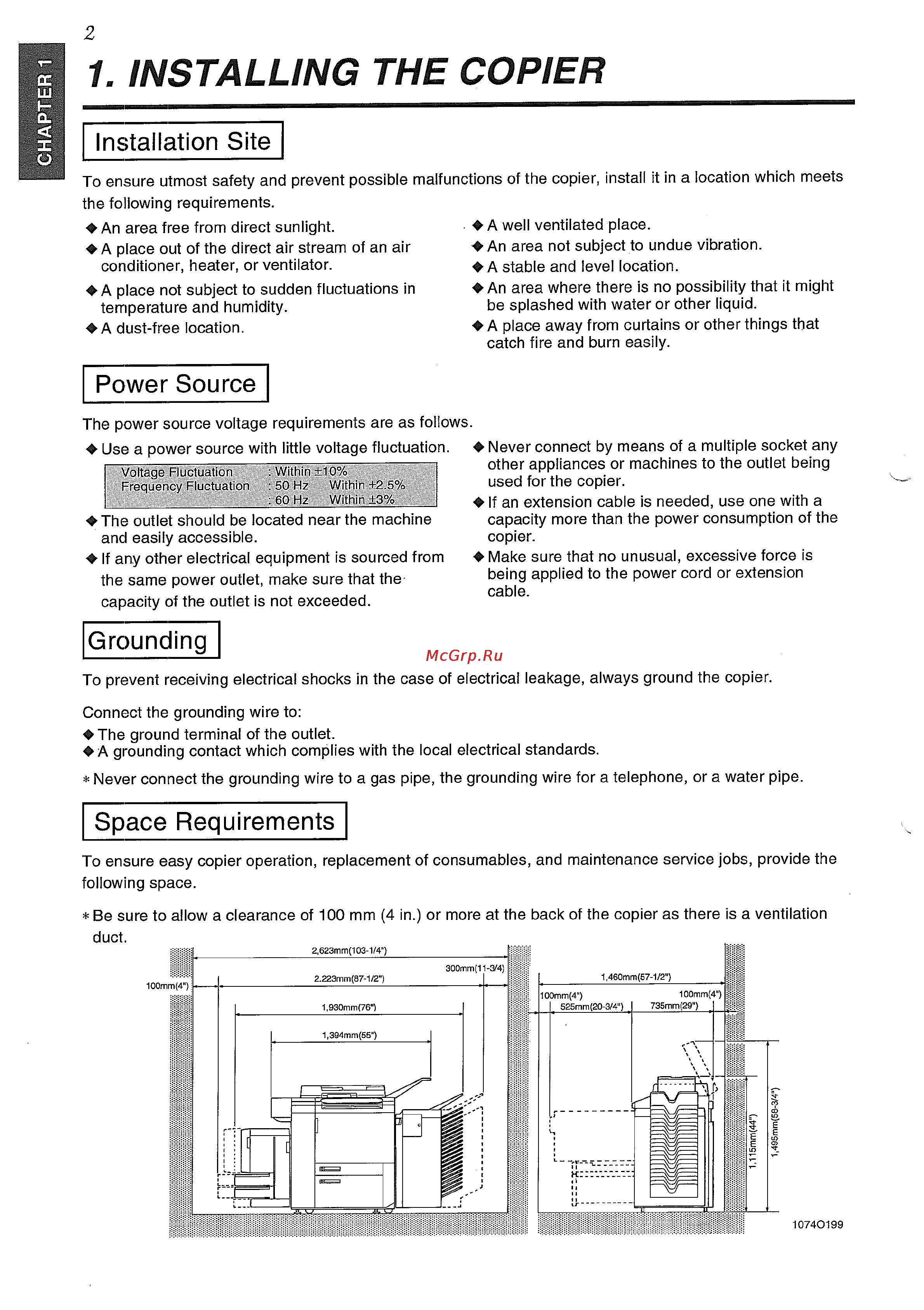 Konica Minolta EP9765 [12/124] Installing the copier