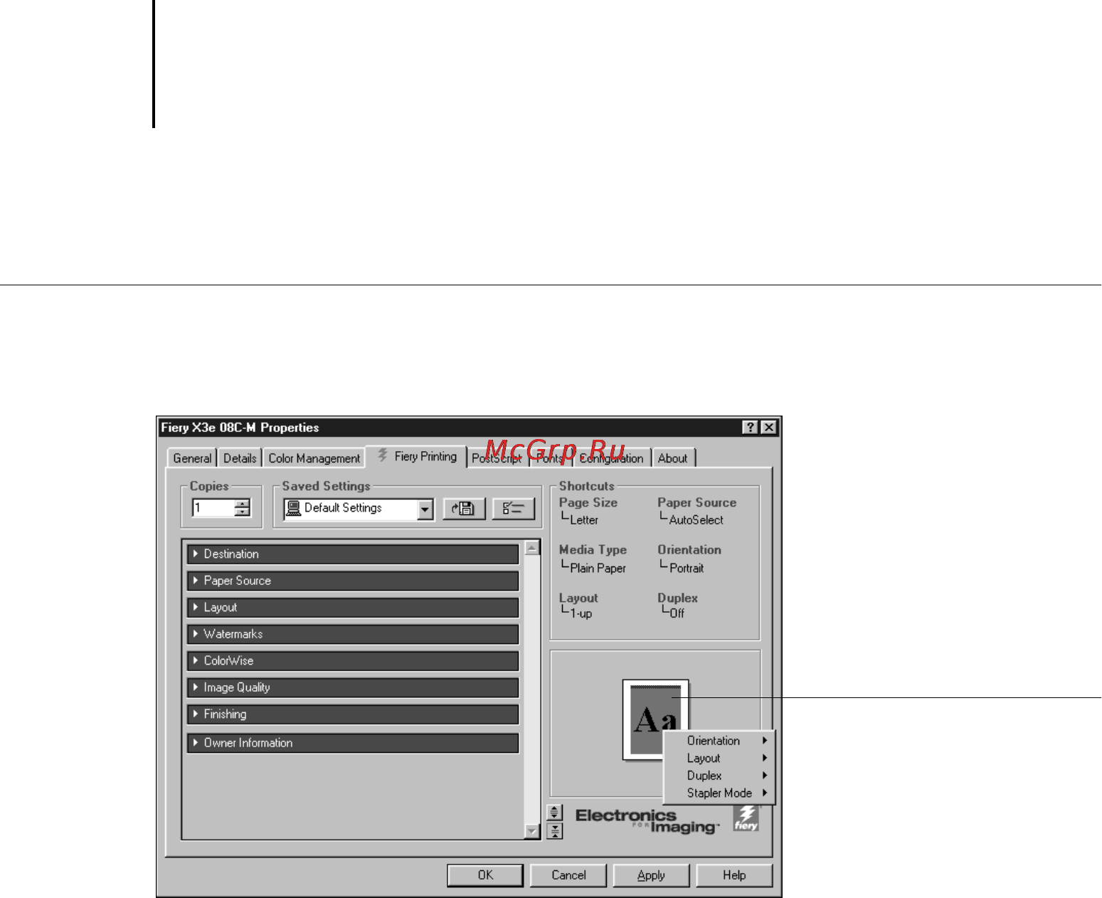 Konica Minolta CF9001 [28/126] Setting options and printing from windows nt 4