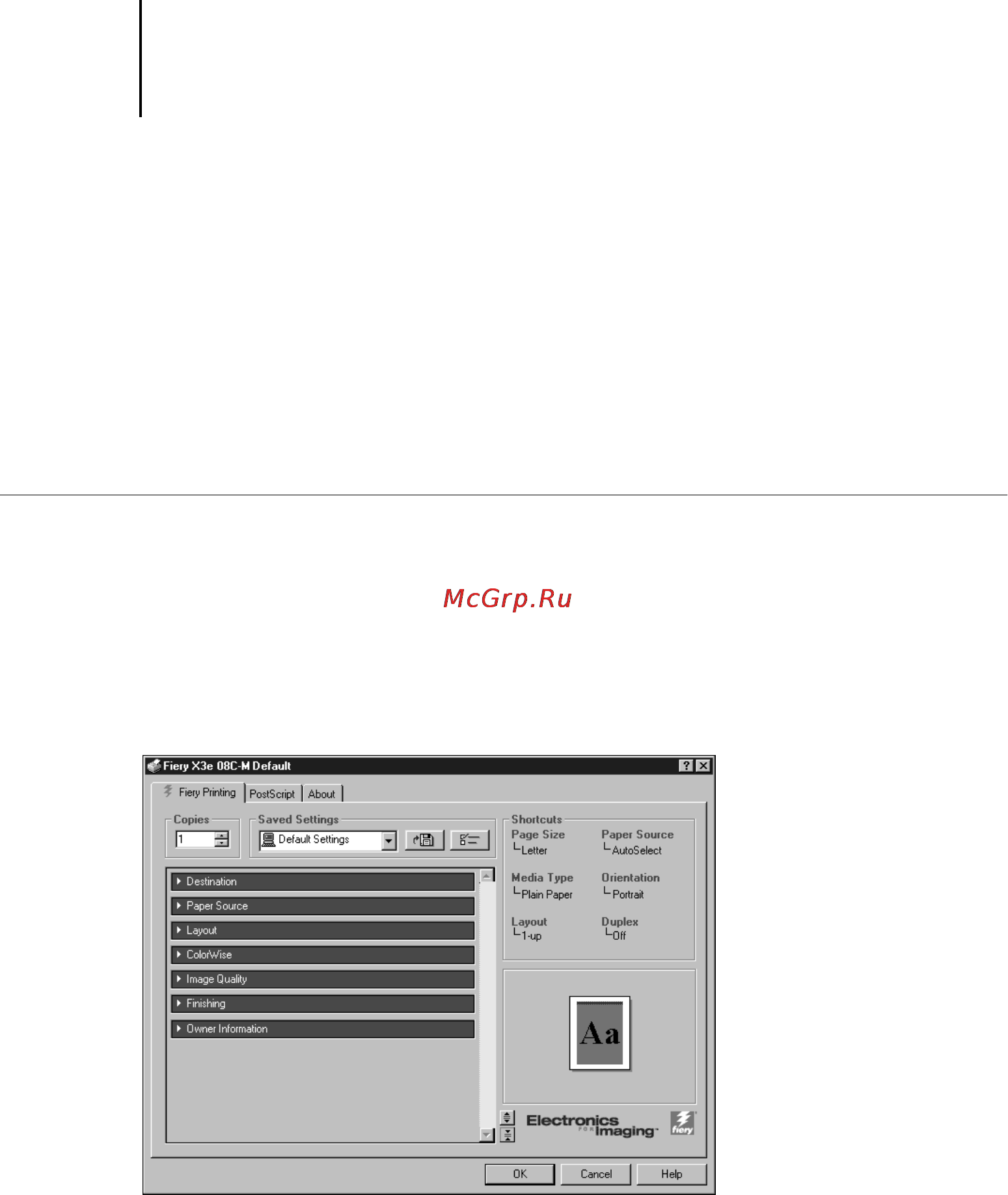 Konica Minolta CF9001 [32/126] Setting options and printing from windows 2000