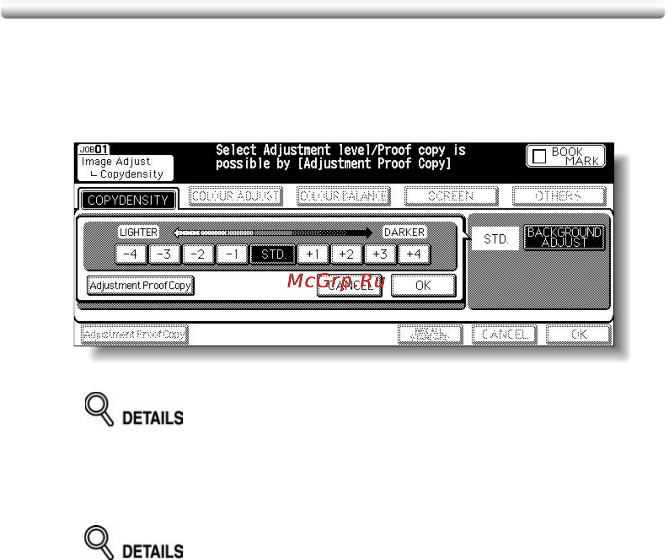 Konica Minolta bizhub PRO C500 [191/466] Selecting density level and whitening the background