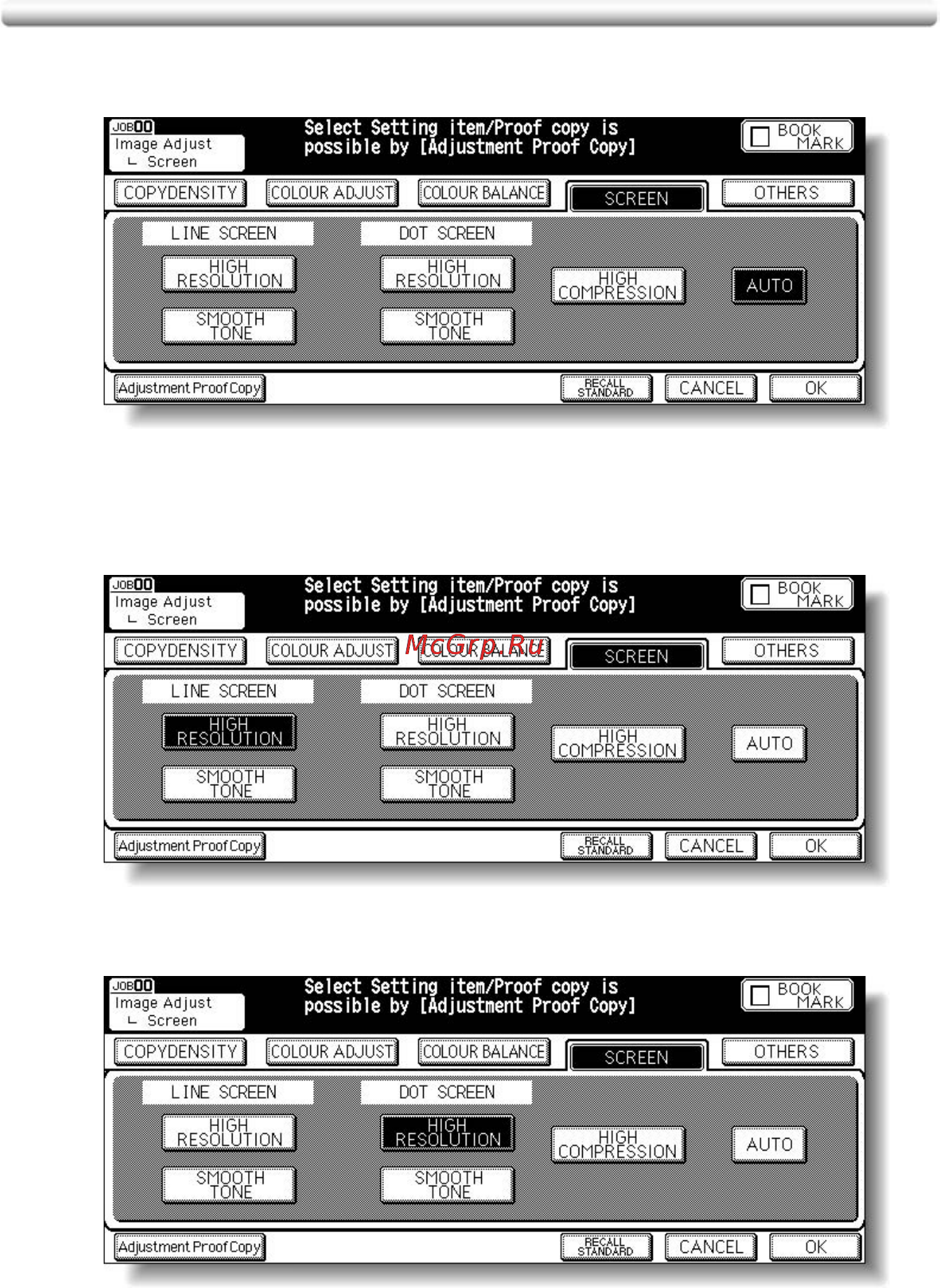 Konica Minolta bizhub PRO C500 [202/466] Selecting line screen dot screen or high compression