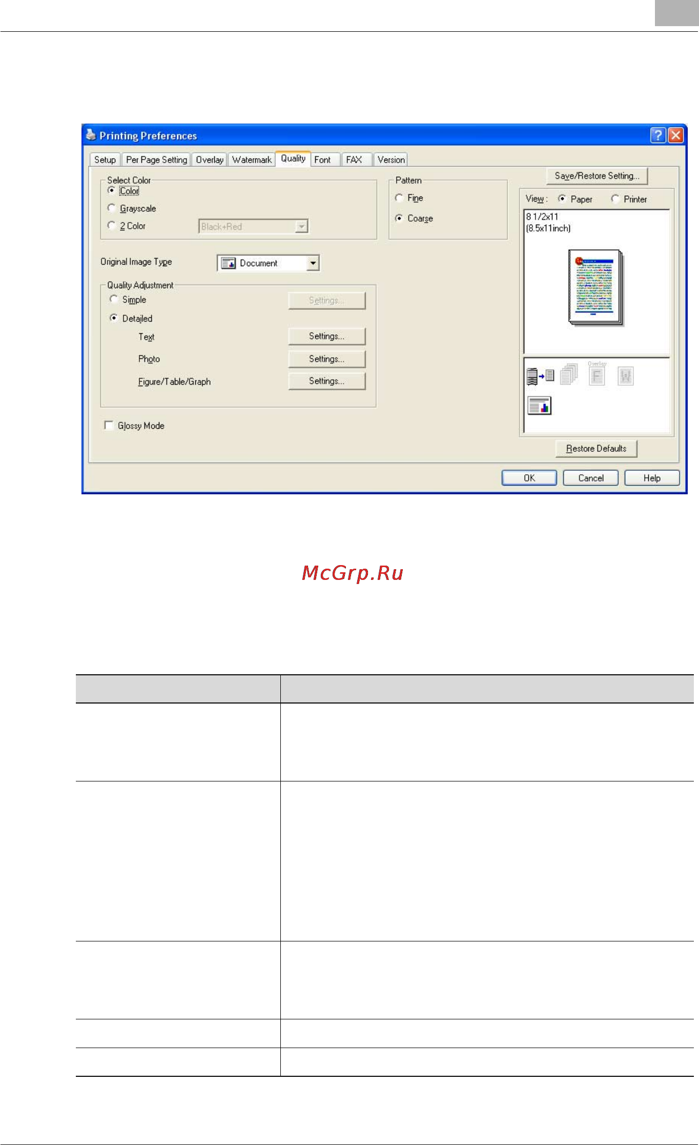 Konica Minolta bizhub C450 [141/380] Specifying the quality tab settings