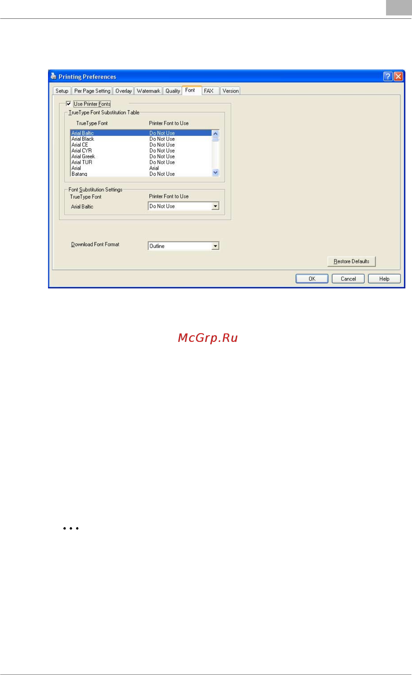 Konica Minolta bizhub C450 [143/380] Specifying the font tab settings