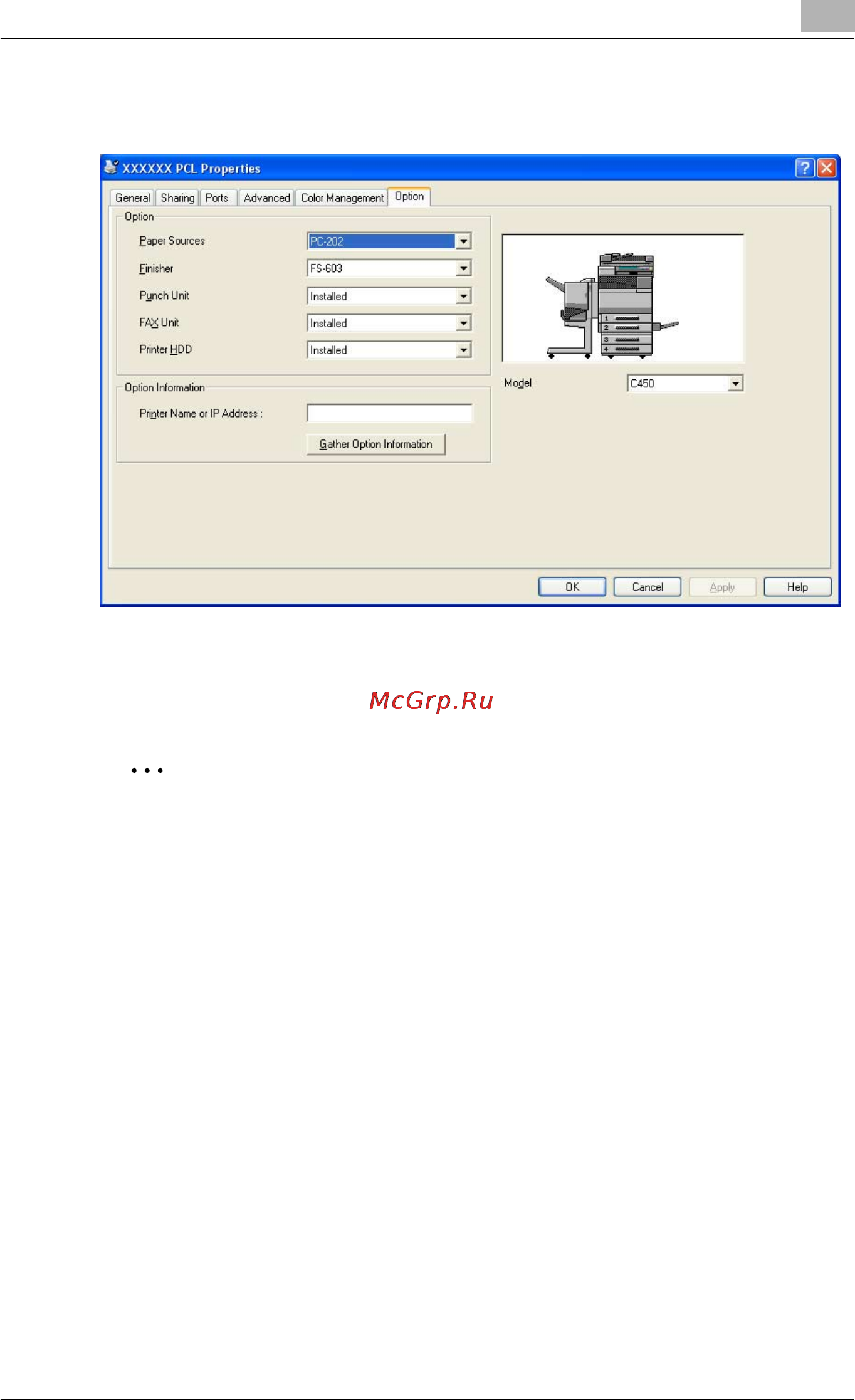 Konica Minolta bizhub C450 [158/380] Specifying the option tab settings