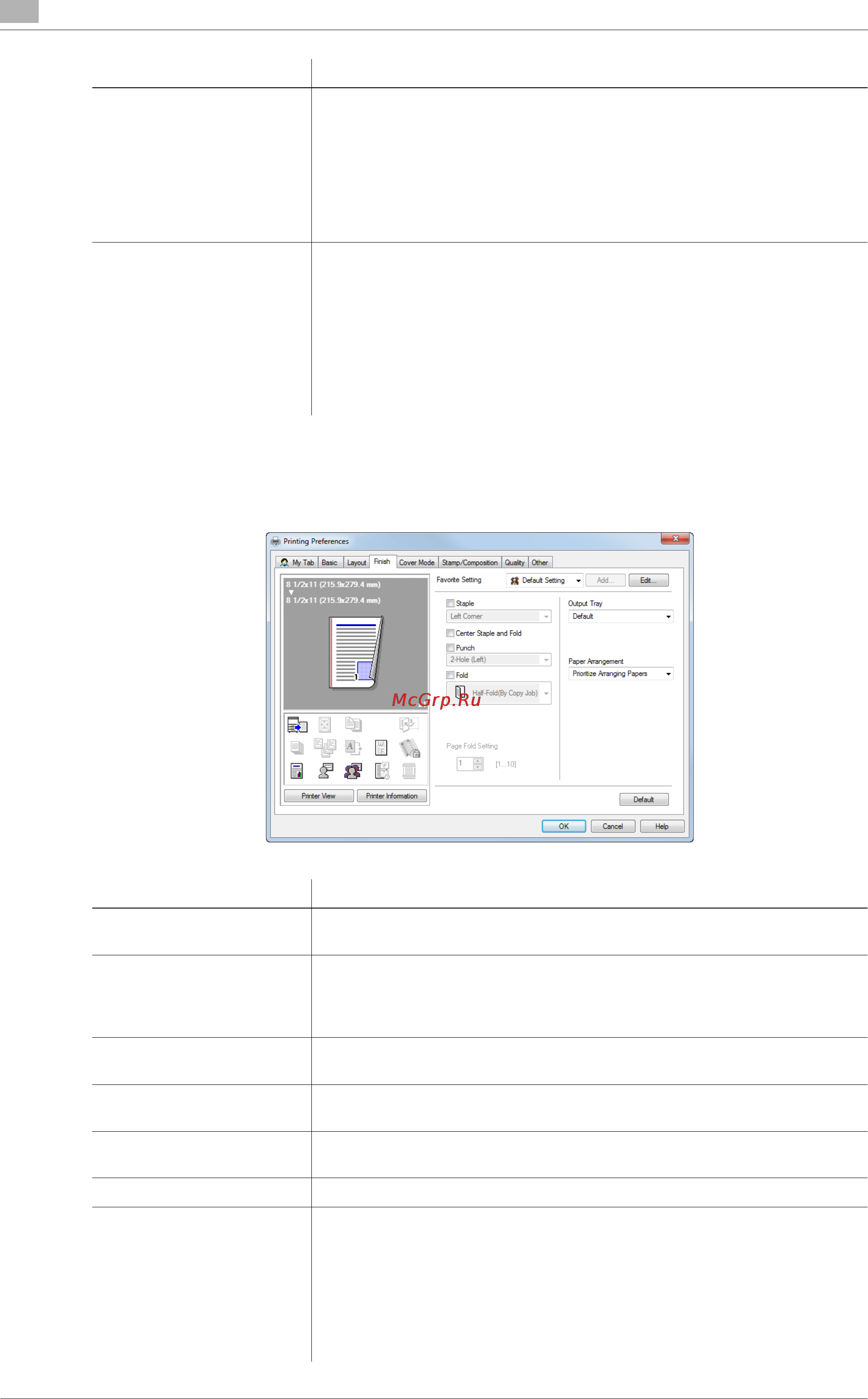 Konica Minolta bizhub C754 [120/284] Available operations in the finish tab