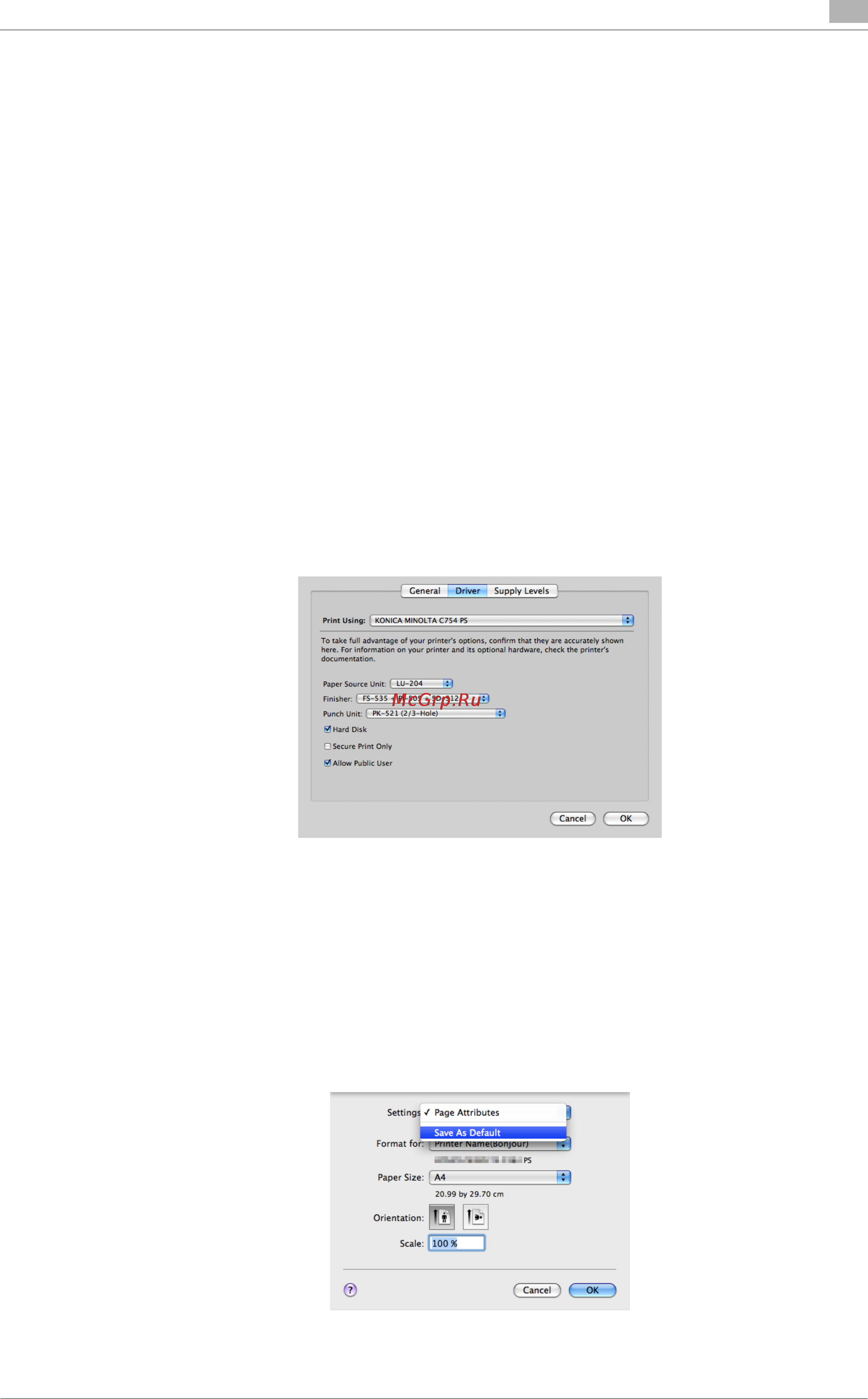 Konica Minolta bizhub C754 [151/284] Configuring the default settings of the printer driver