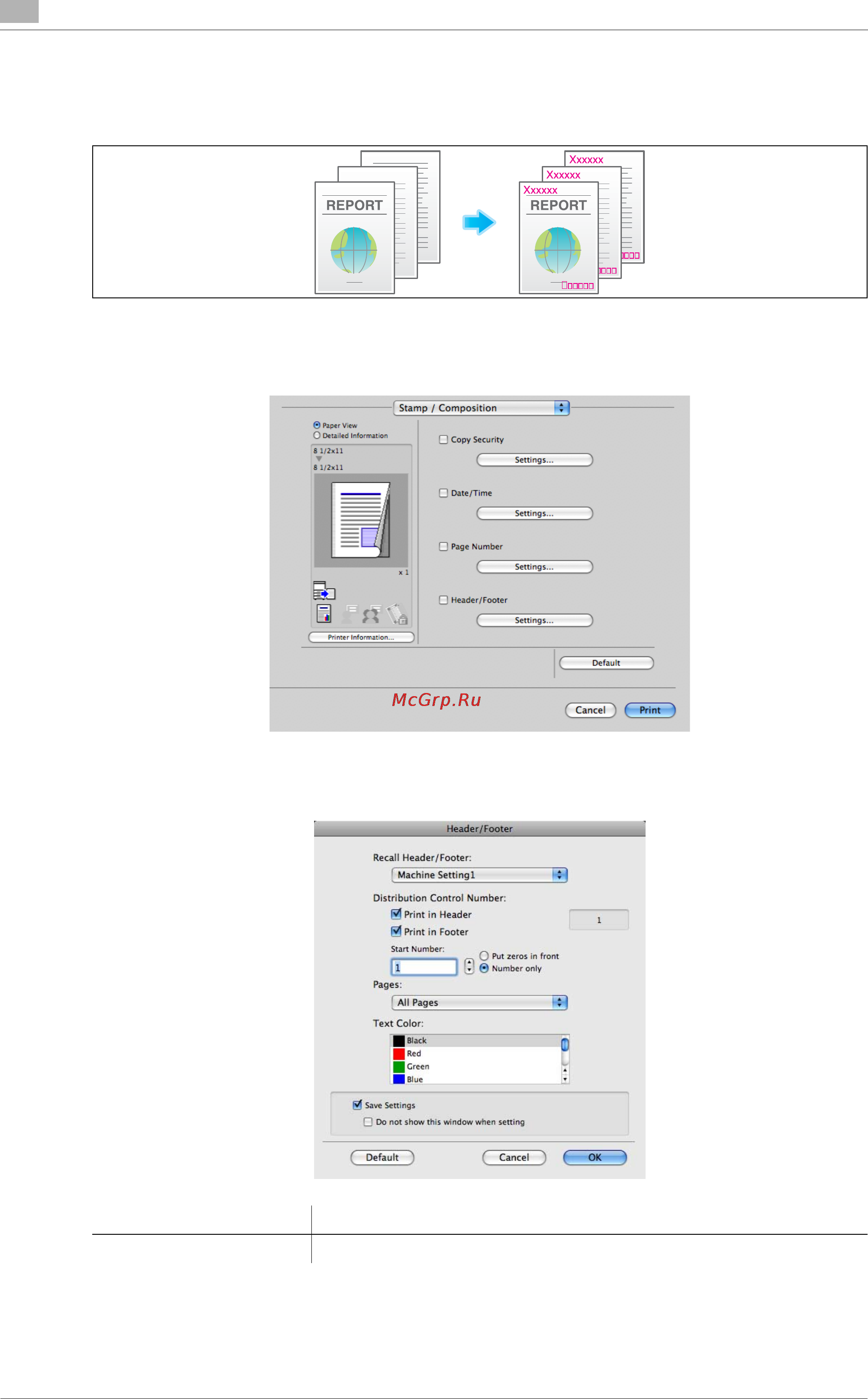 Konica Minolta bizhub C754 [172/284] Add information to header footer header footer