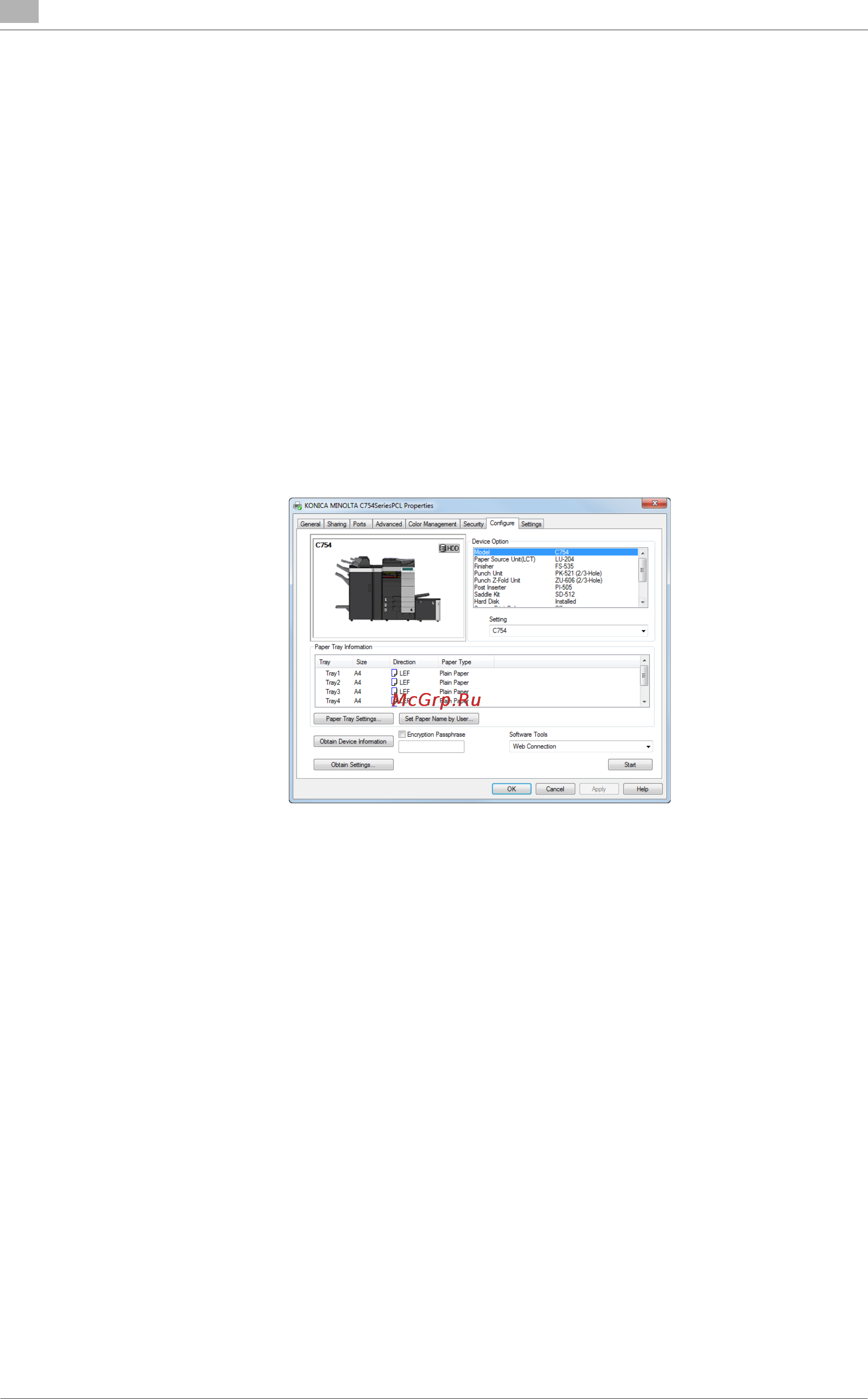 Konica Minolta bizhub C754 [30/284] Configuring the default settings of the printer driver