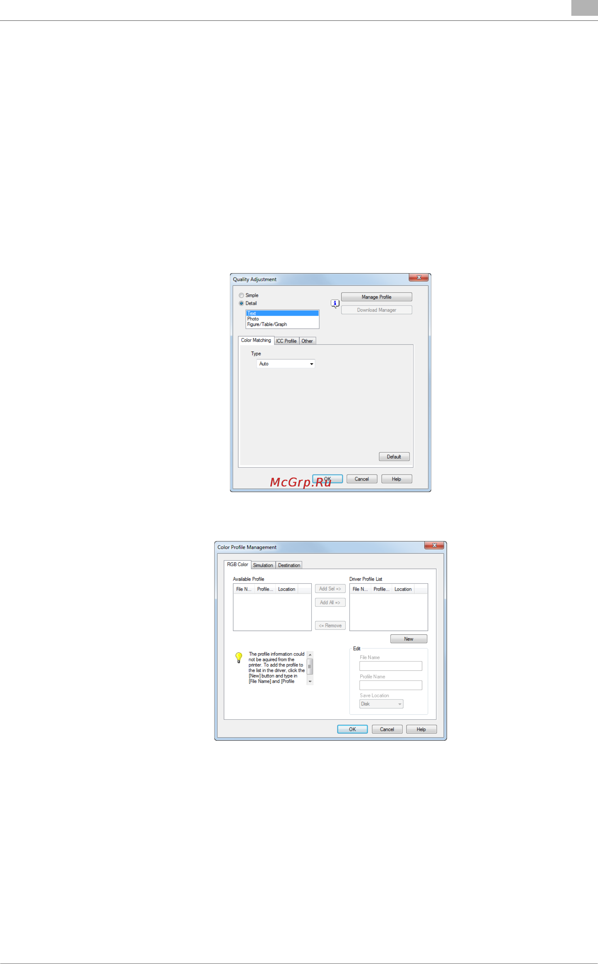 Konica Minolta bizhub C754 [85/284] Adding icc profiles to the printer driver