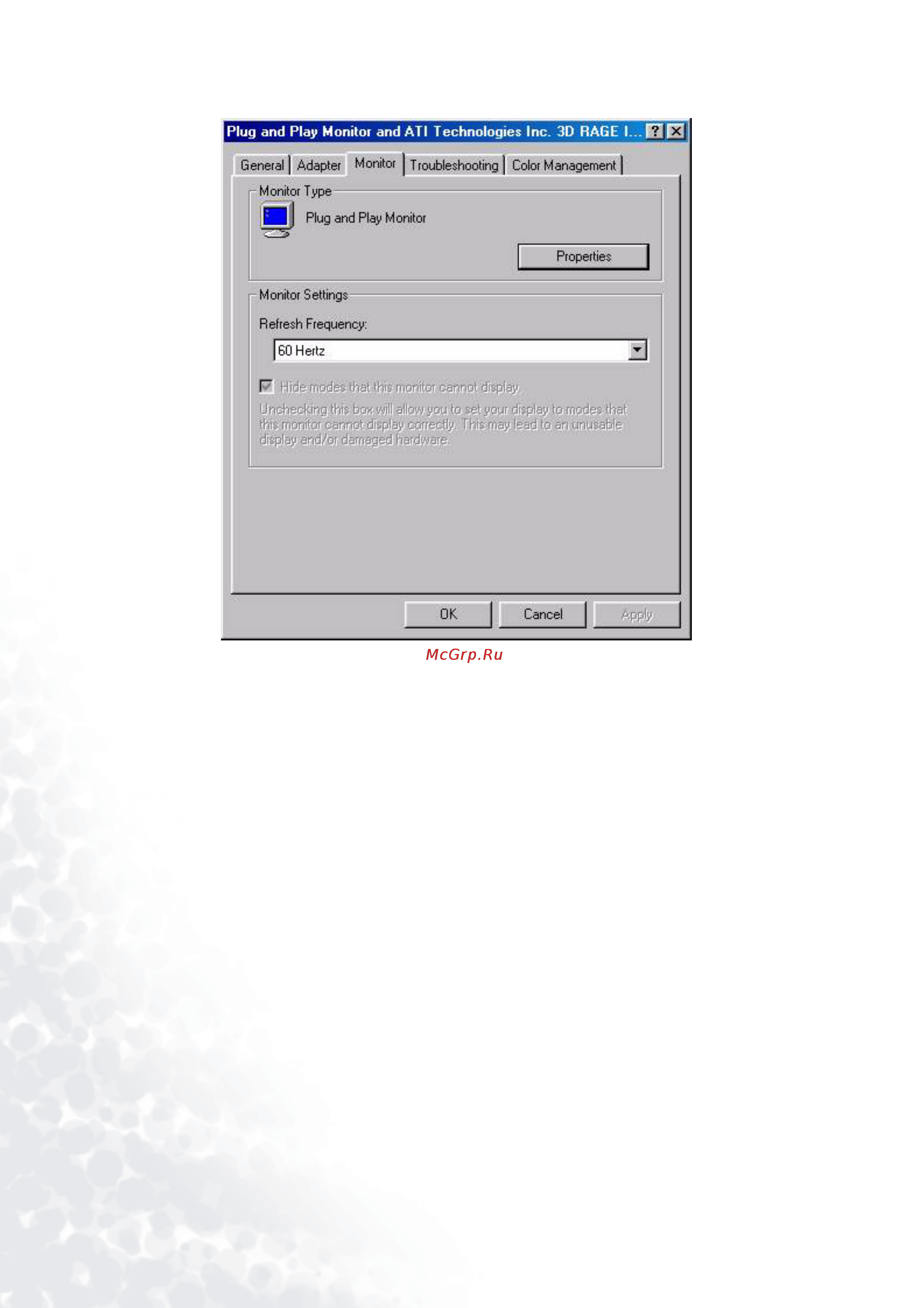 Benq FP992 [22/54] Select monitor then click properties