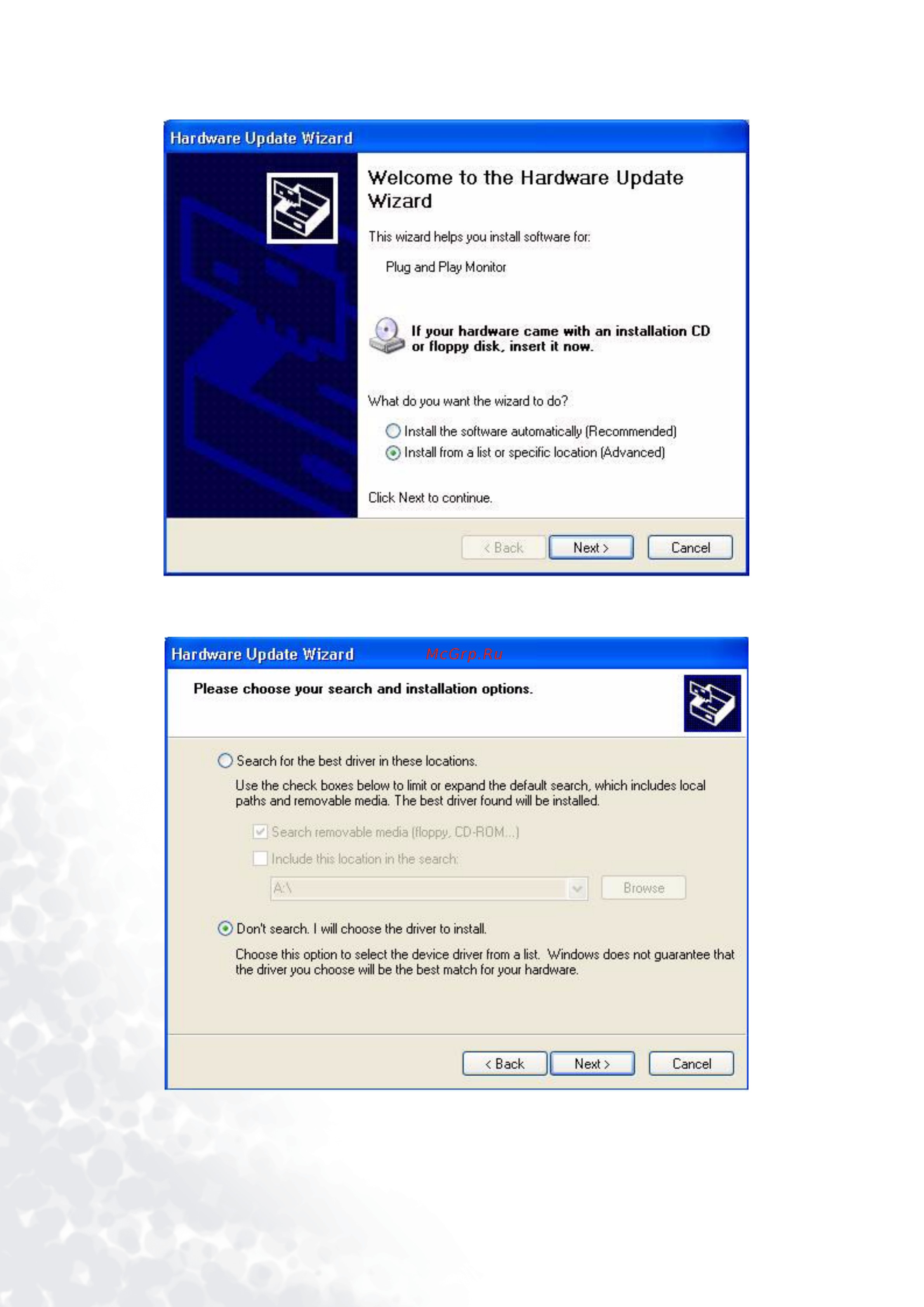 Benq FP992 [34/54] The hardware update wizard will pop up then click next