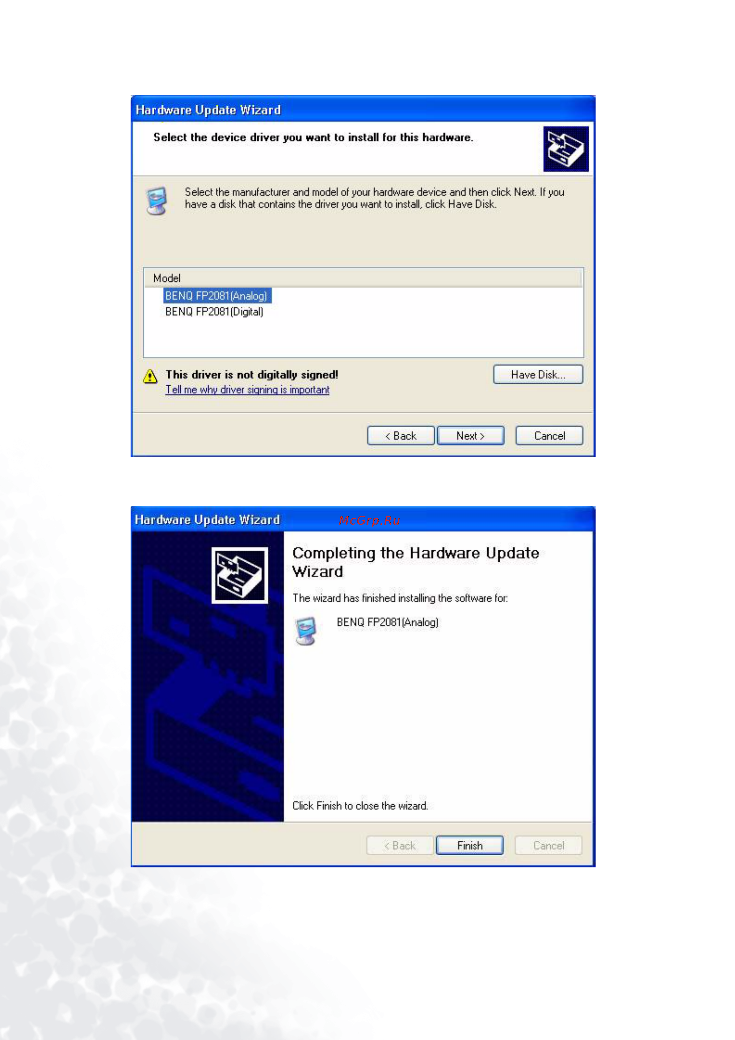 Benq FP992 [36/54] Select your driver and then click next