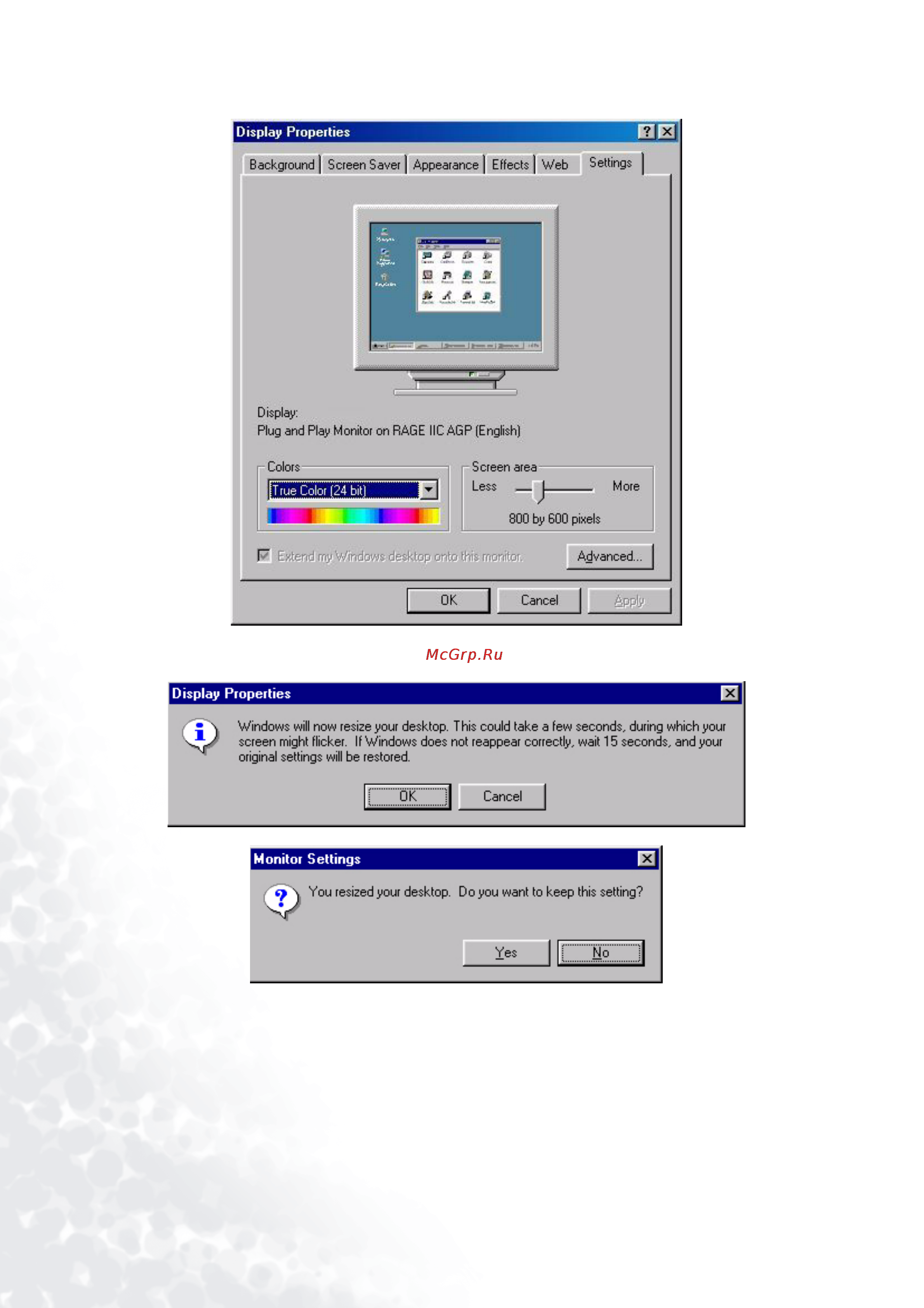 Benq FP992 [38/54] Select a resolution of 1280x1024 then click apply
