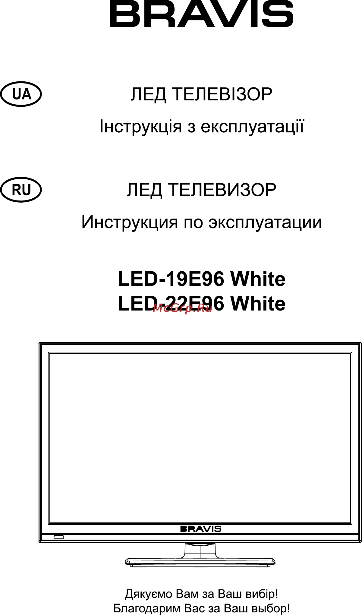 Bravis LED-19E96 White Инструкция по эксплуатации онлайн