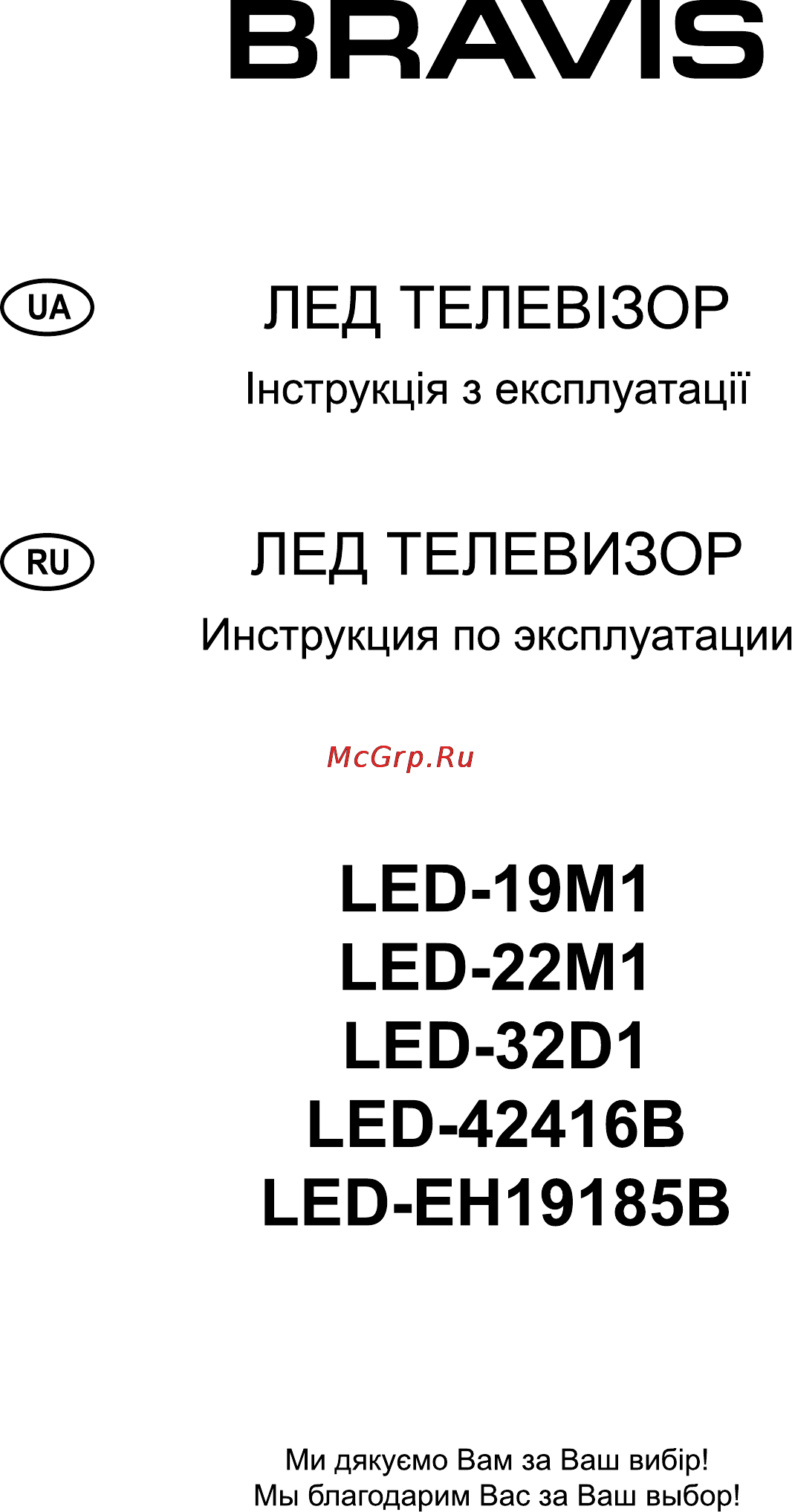 Bravis LED-19M1 White Инструкция по эксплуатации онлайн