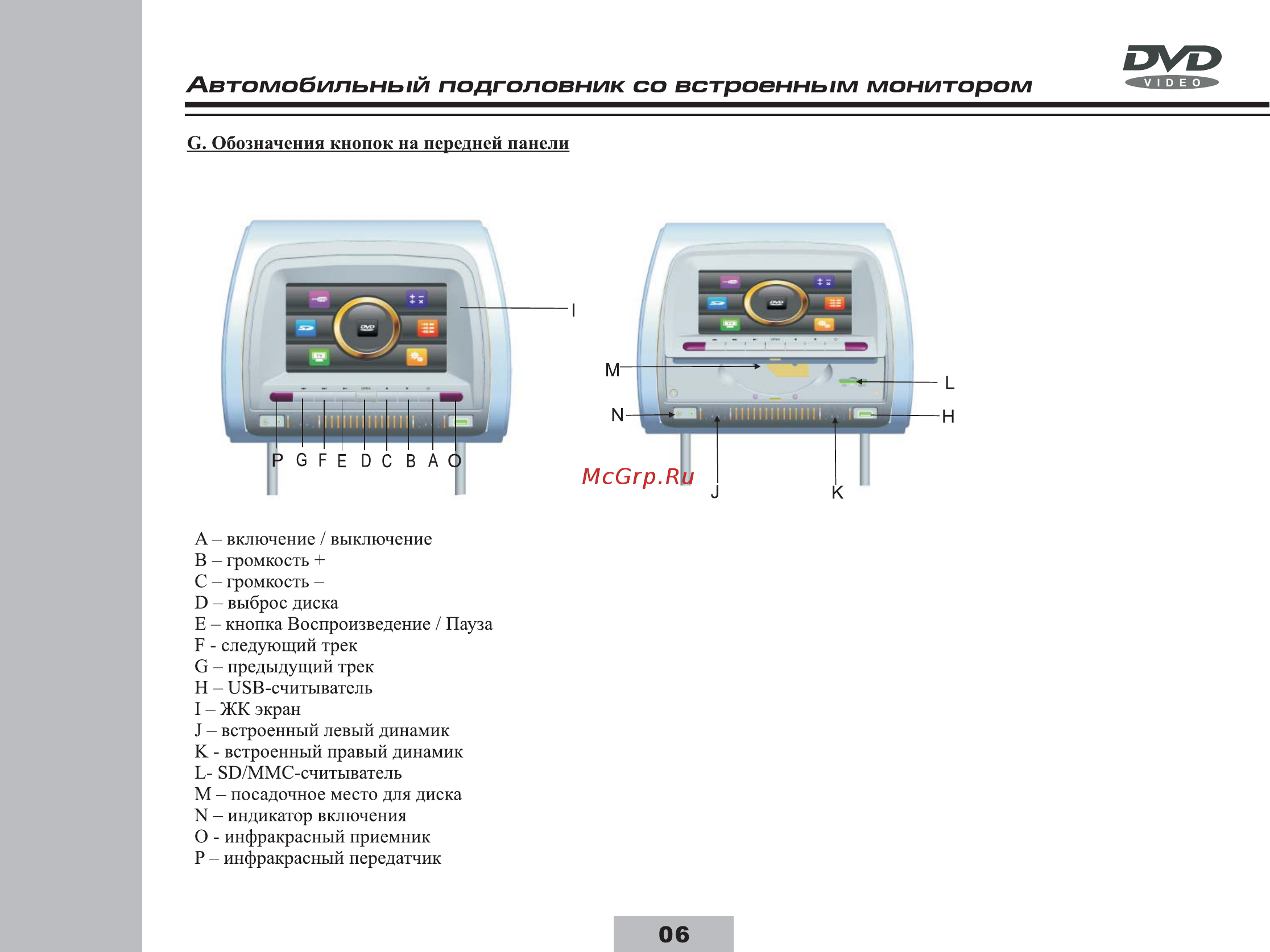 ACV avm-607gr [9/29] Автомобильный подголовник со встроенным монитором