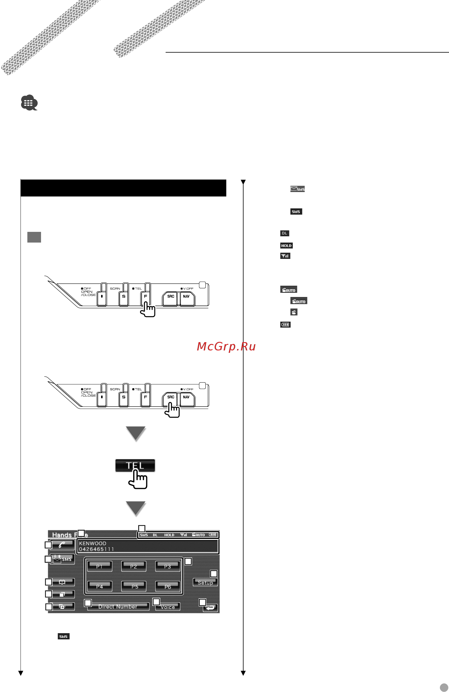 Kenwood KVT-522 DVDY [47/96] Управление устройством hands free