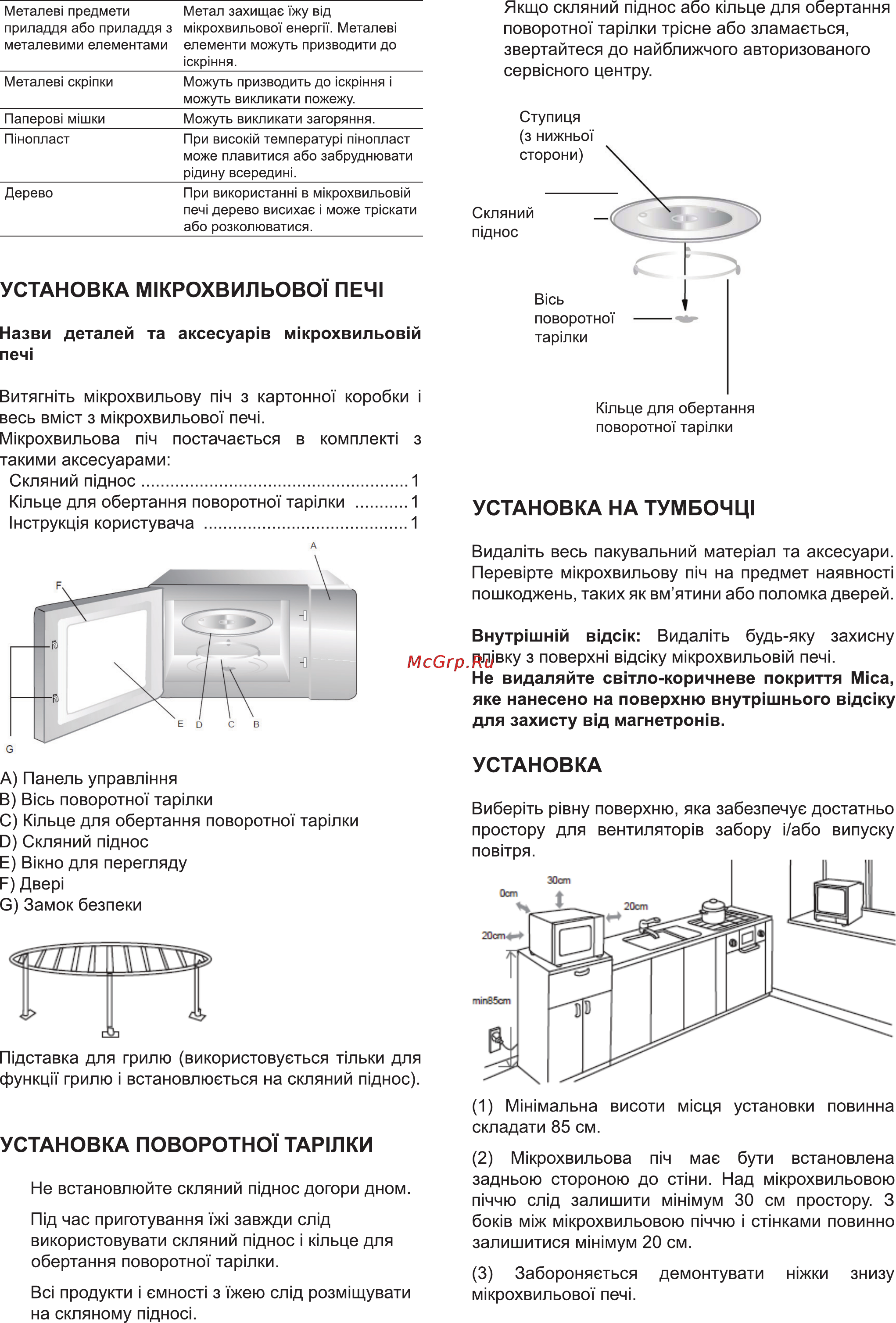 Delfa AMW-20OW [5/18] Установка м1крохвильово1 печ1