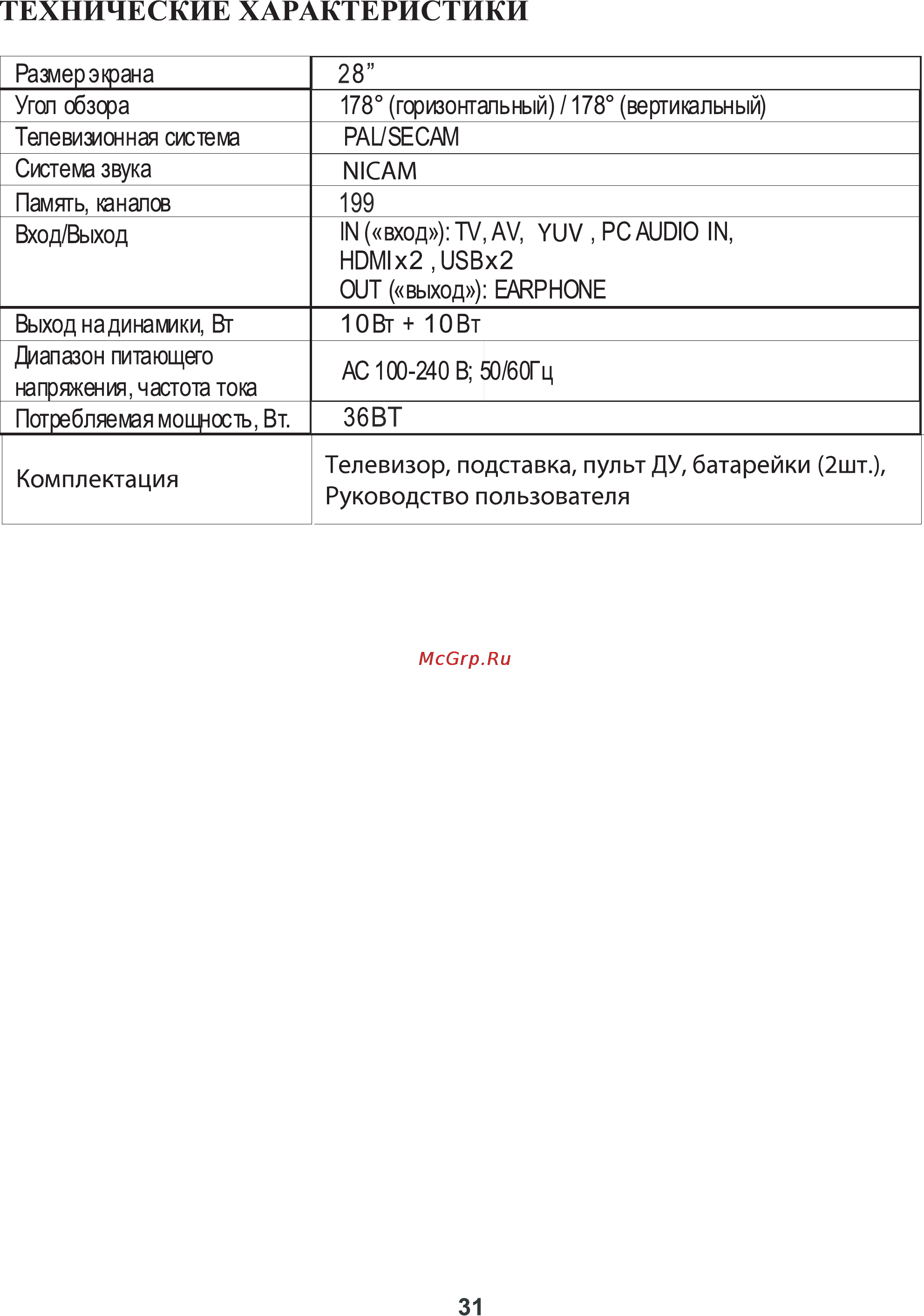 DEXP 28A3100 [32/34] Дополнительная информация