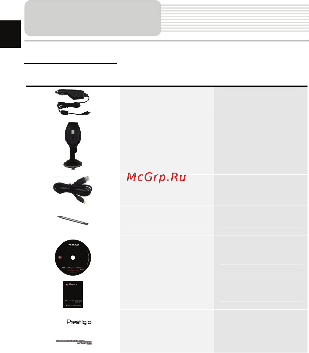 Prestigio GEOVISION 4250 GPRS [2/26] Аксессуары