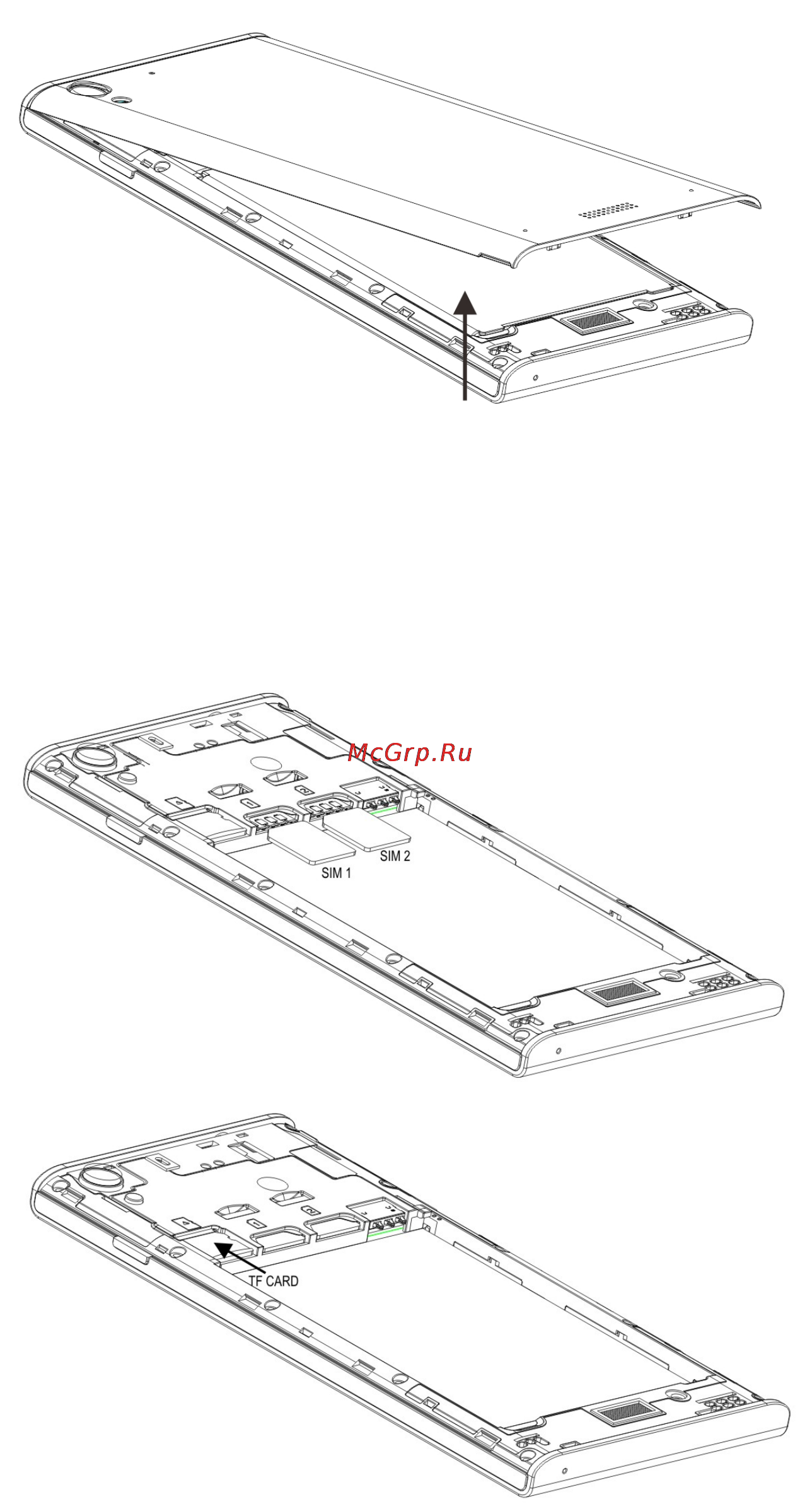 DEXP Ixion W 5 Black [8/19] Установка sim карты и карты памяти