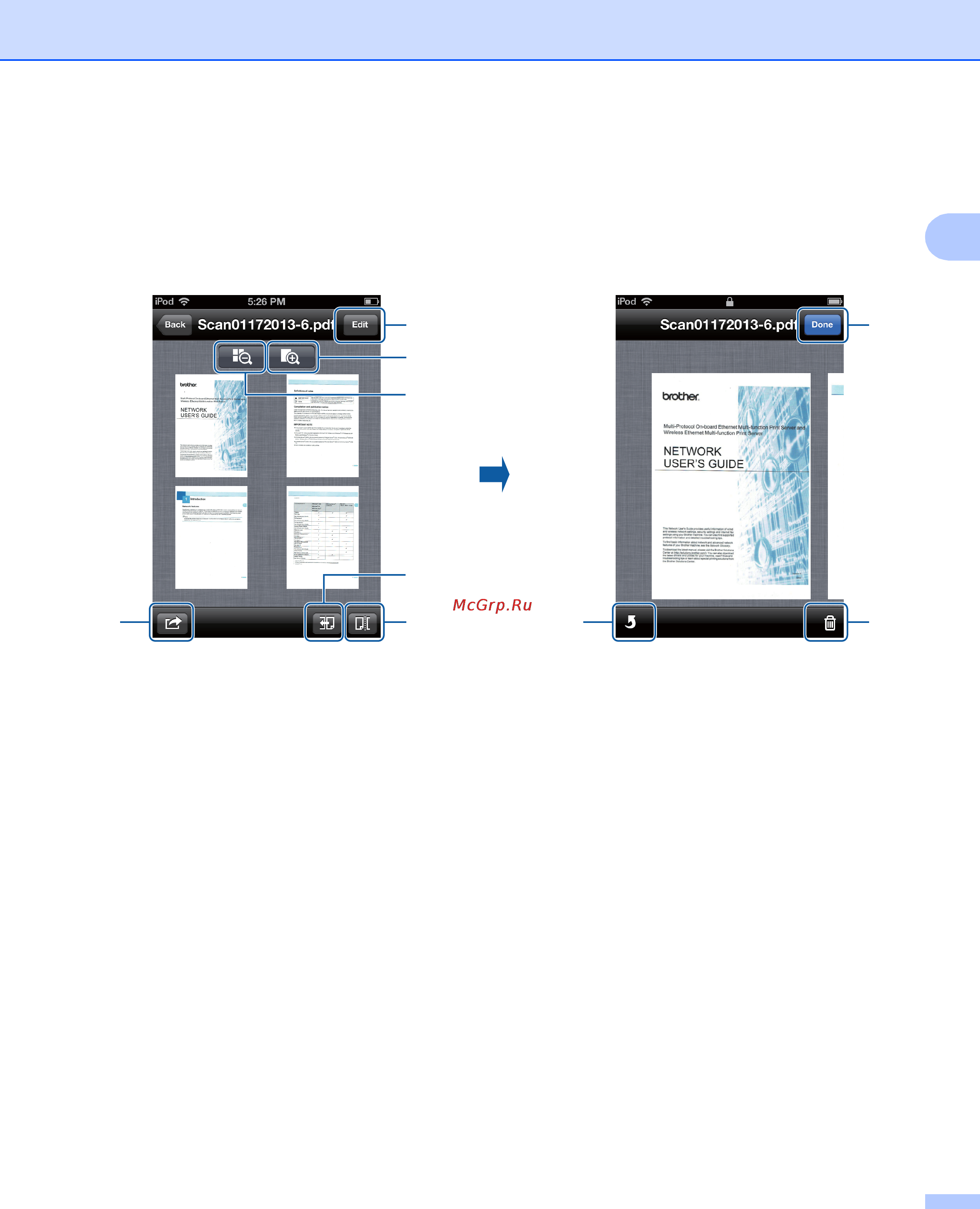 Brother DCP-7055WR [17/35] Editing documents from the preview screen