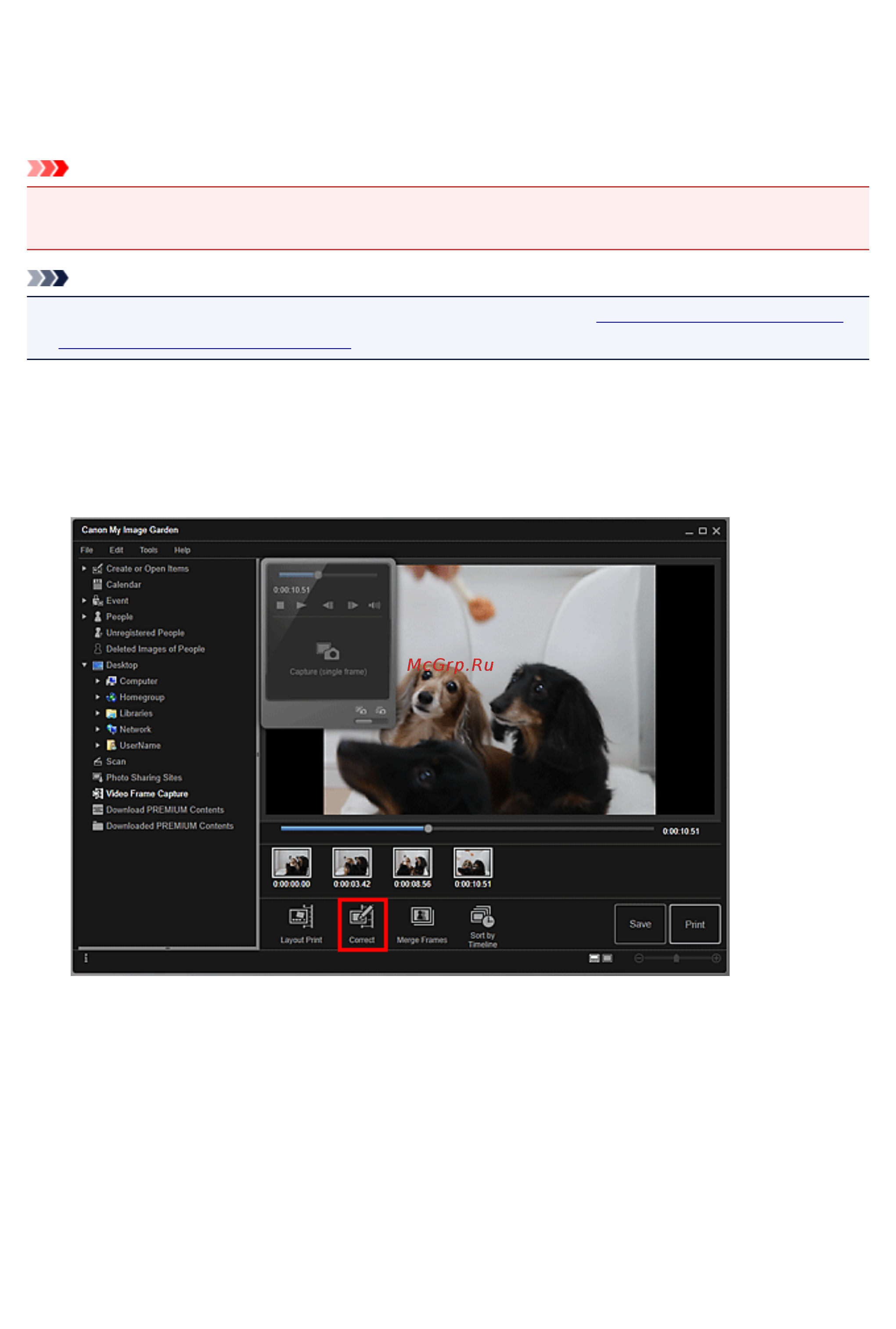 Canon Pixma MG3540 Black [101/332] Исправление неподвижных изображений захваченных из видеоизображений