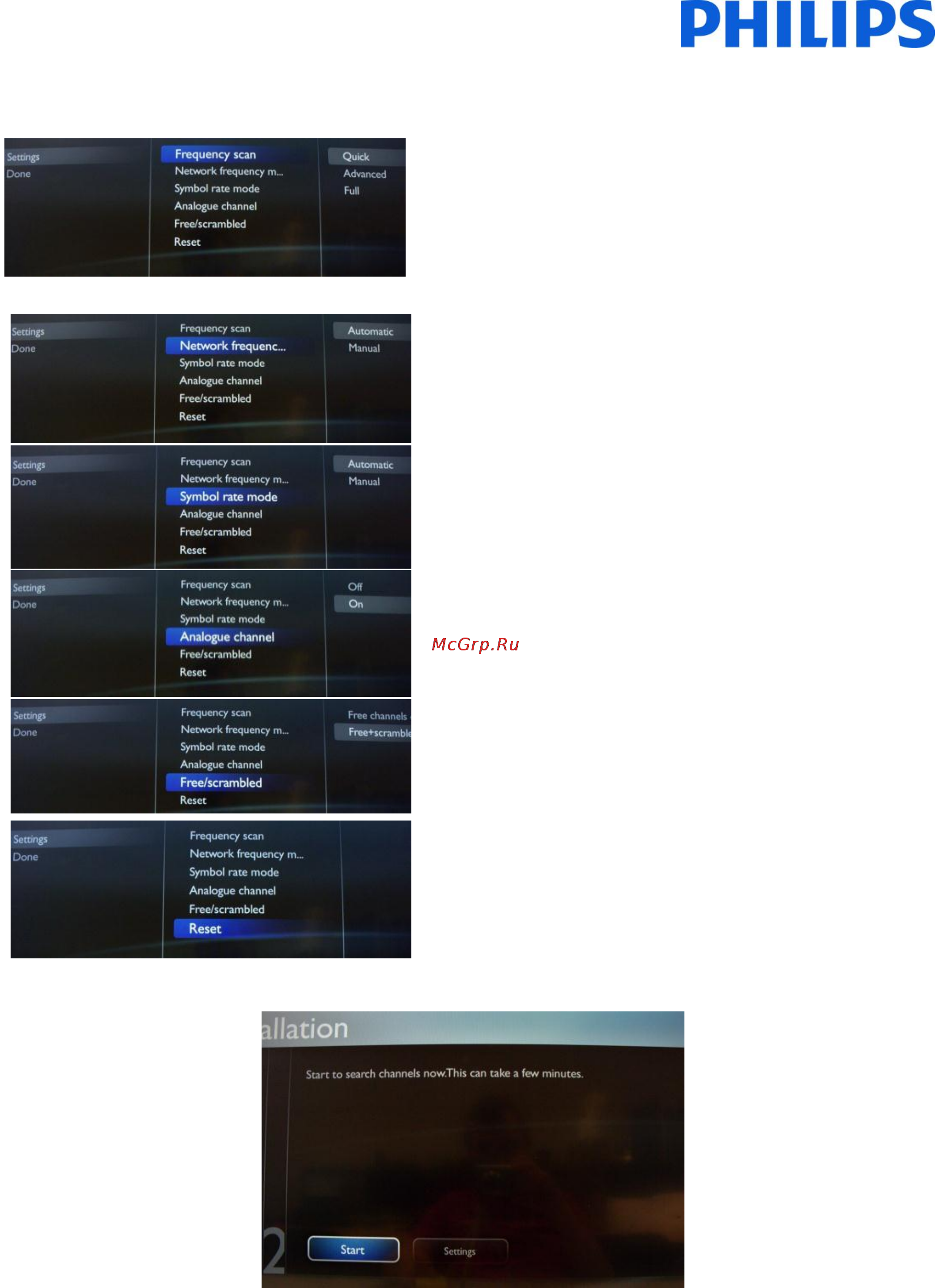 Philips 32HFL3008D [10/34] After you have checked or changed settings you can select done and select start to start the channel search