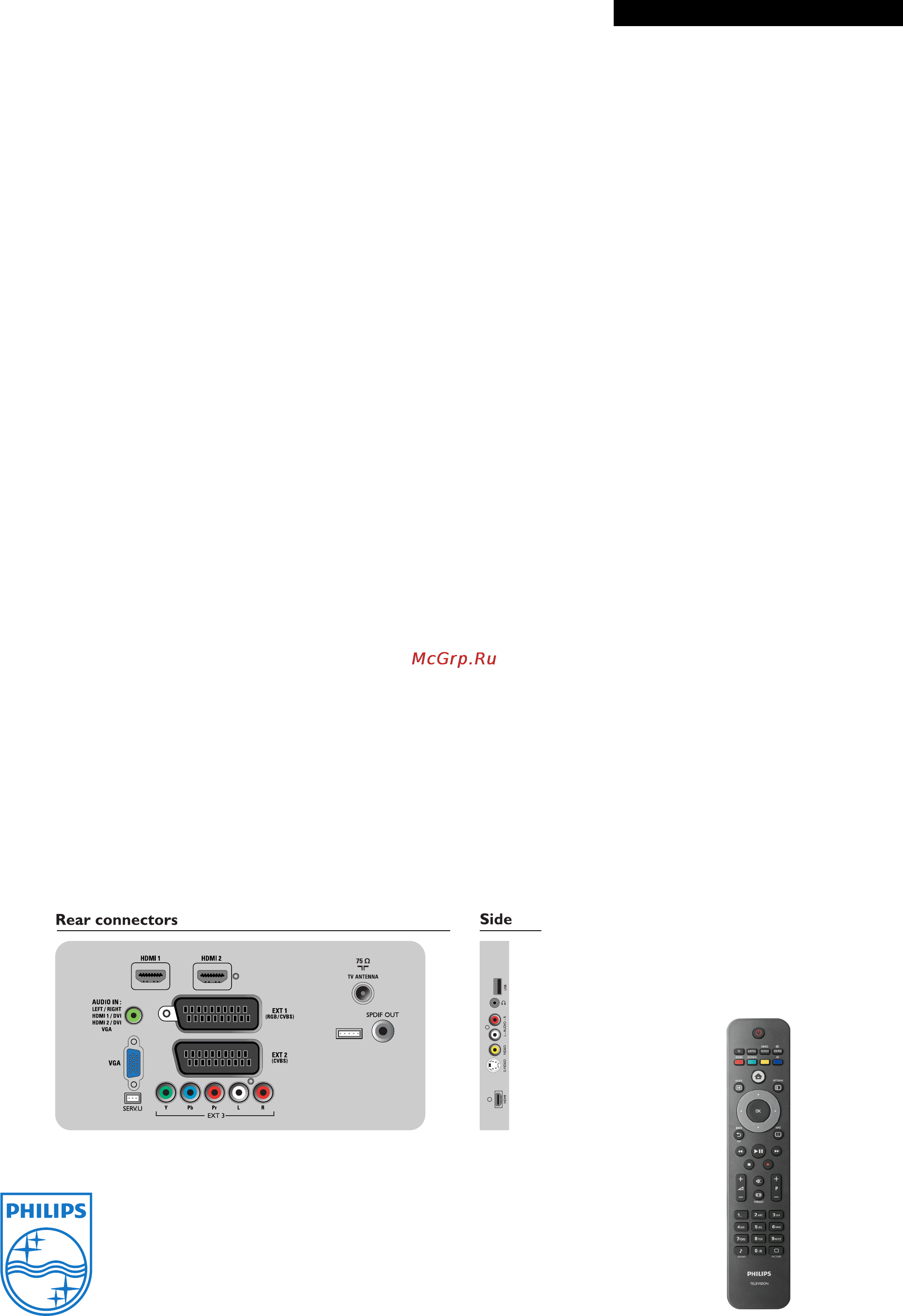 Philips 32PFL5404/60 [3/3] Функции управления