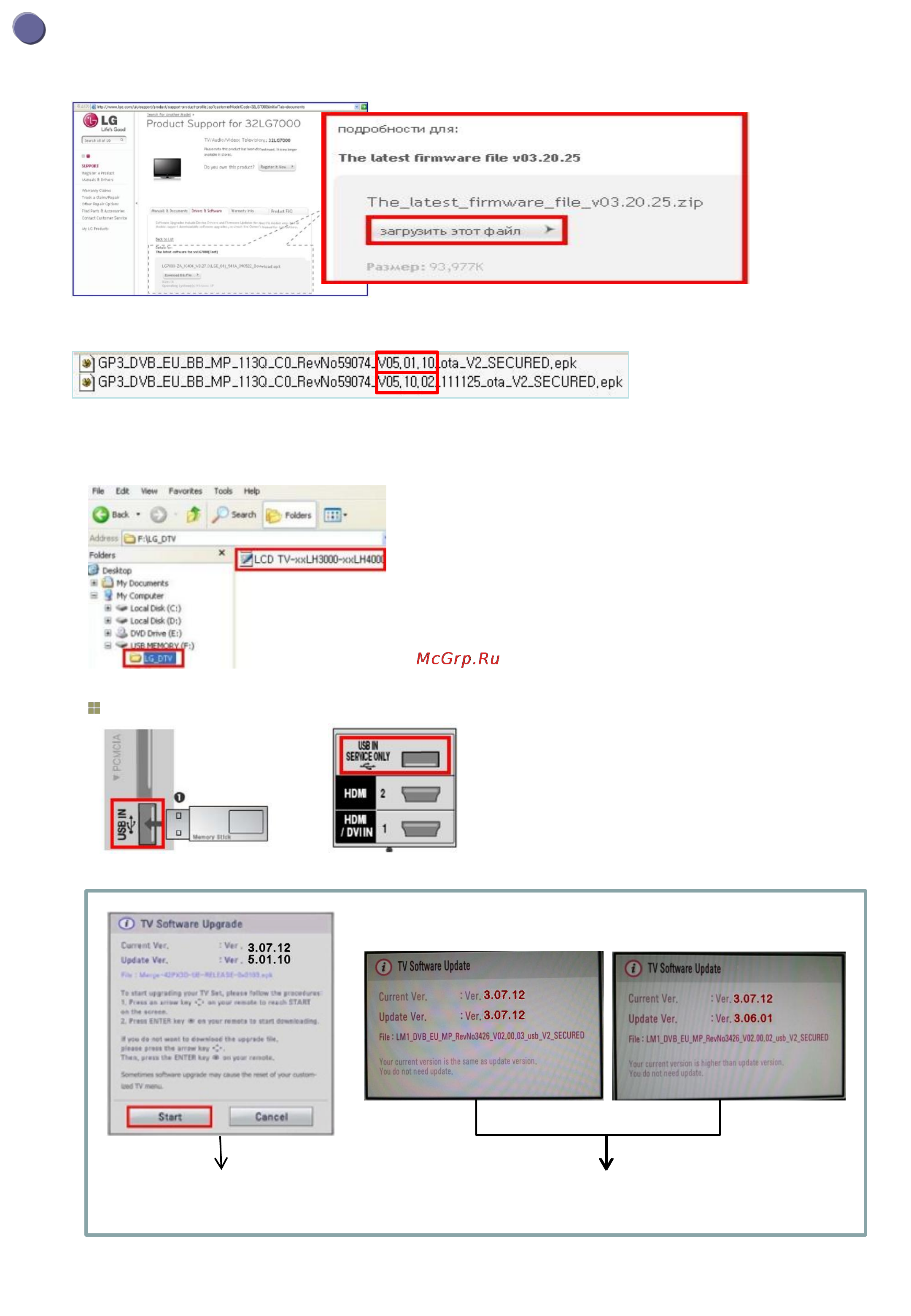 LG 47LA667V [3/4] Запись файла программного обеспечения на устройство usb памяти запуск процесса обновления программного обеспечения