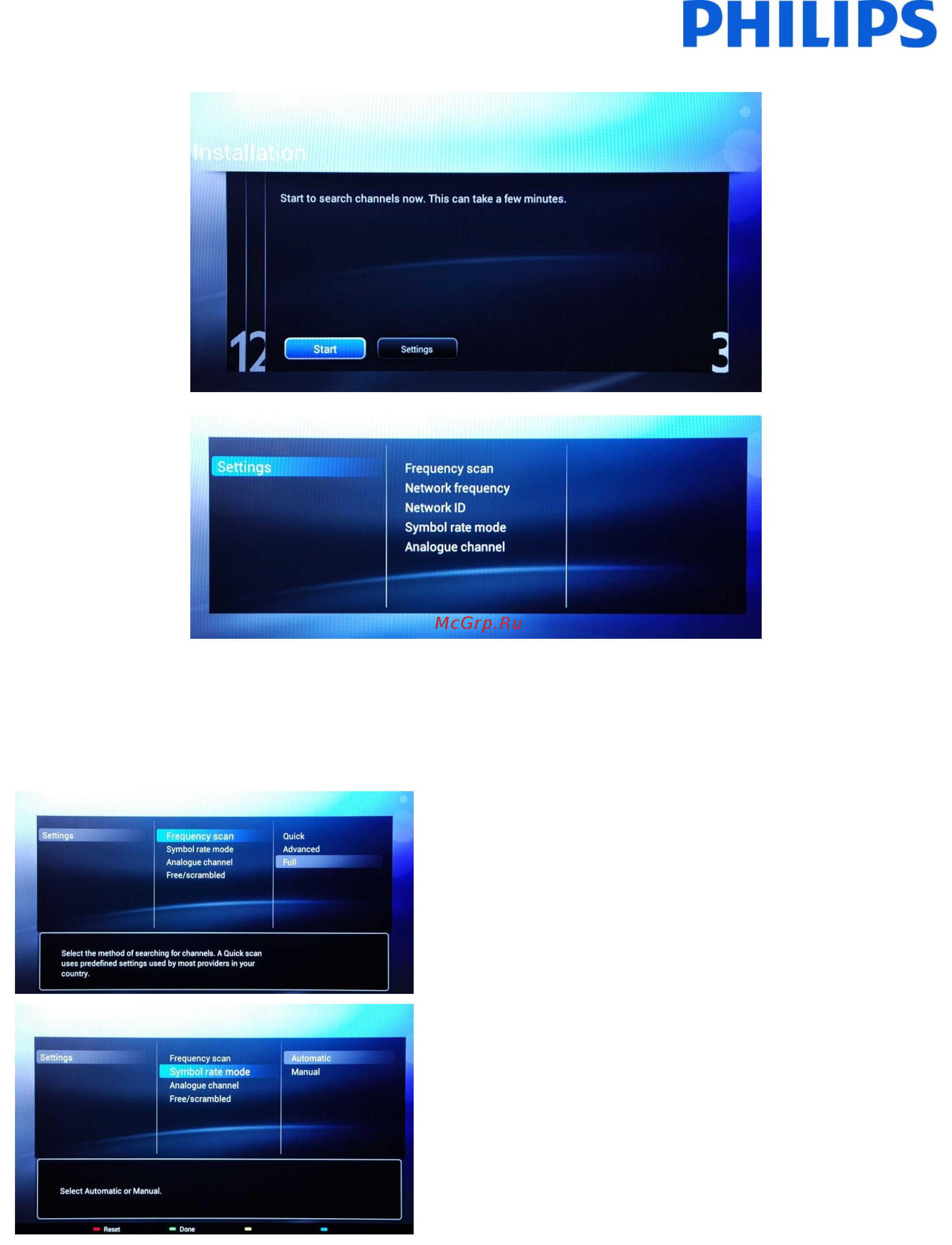 Philips 24HFL3009W/12 [14/56] Before starting the search process it is advisable to check the settings for search parameters and options