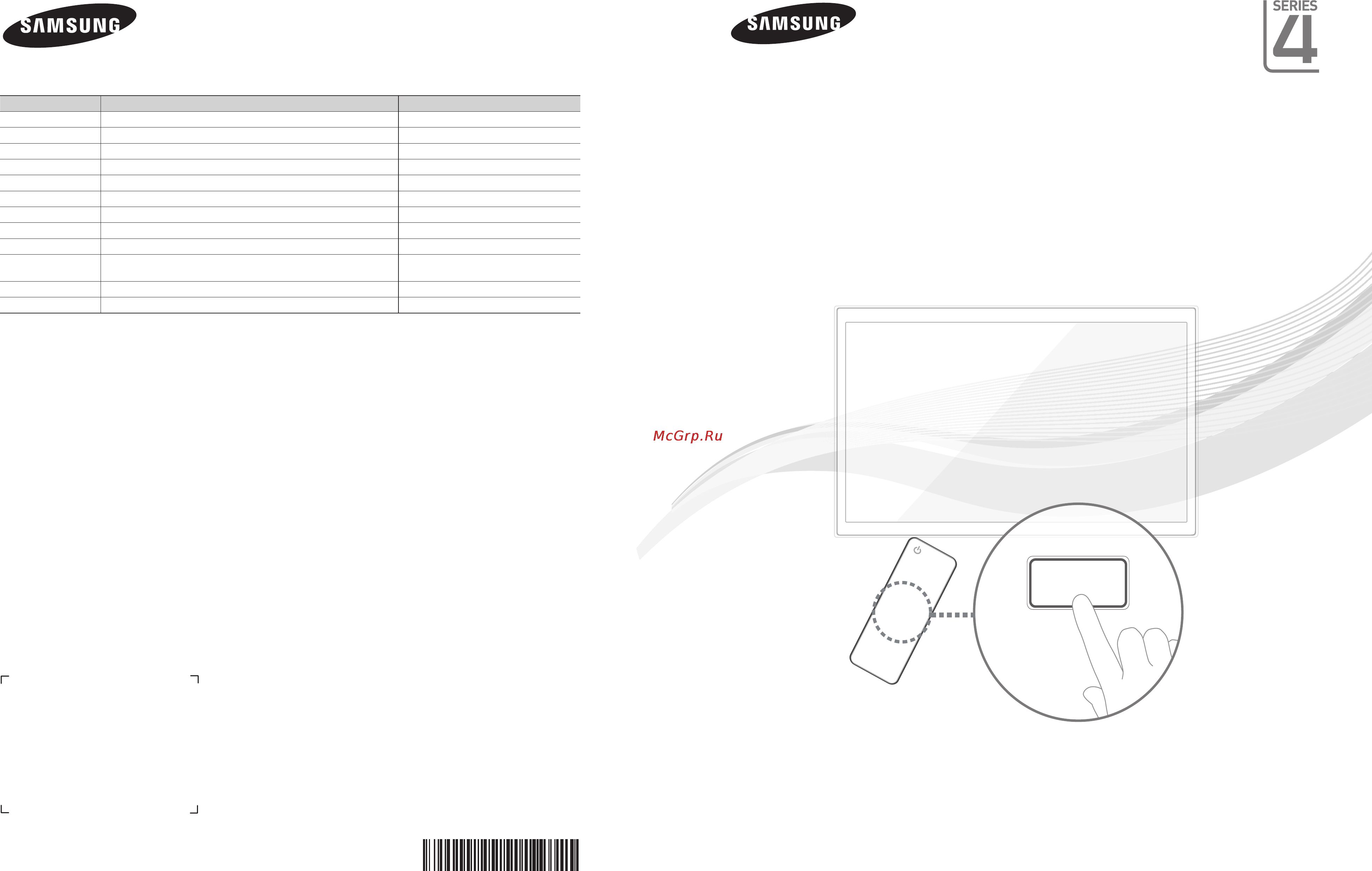 Samsung LE32E420M2W Краткая инструкция онлайн