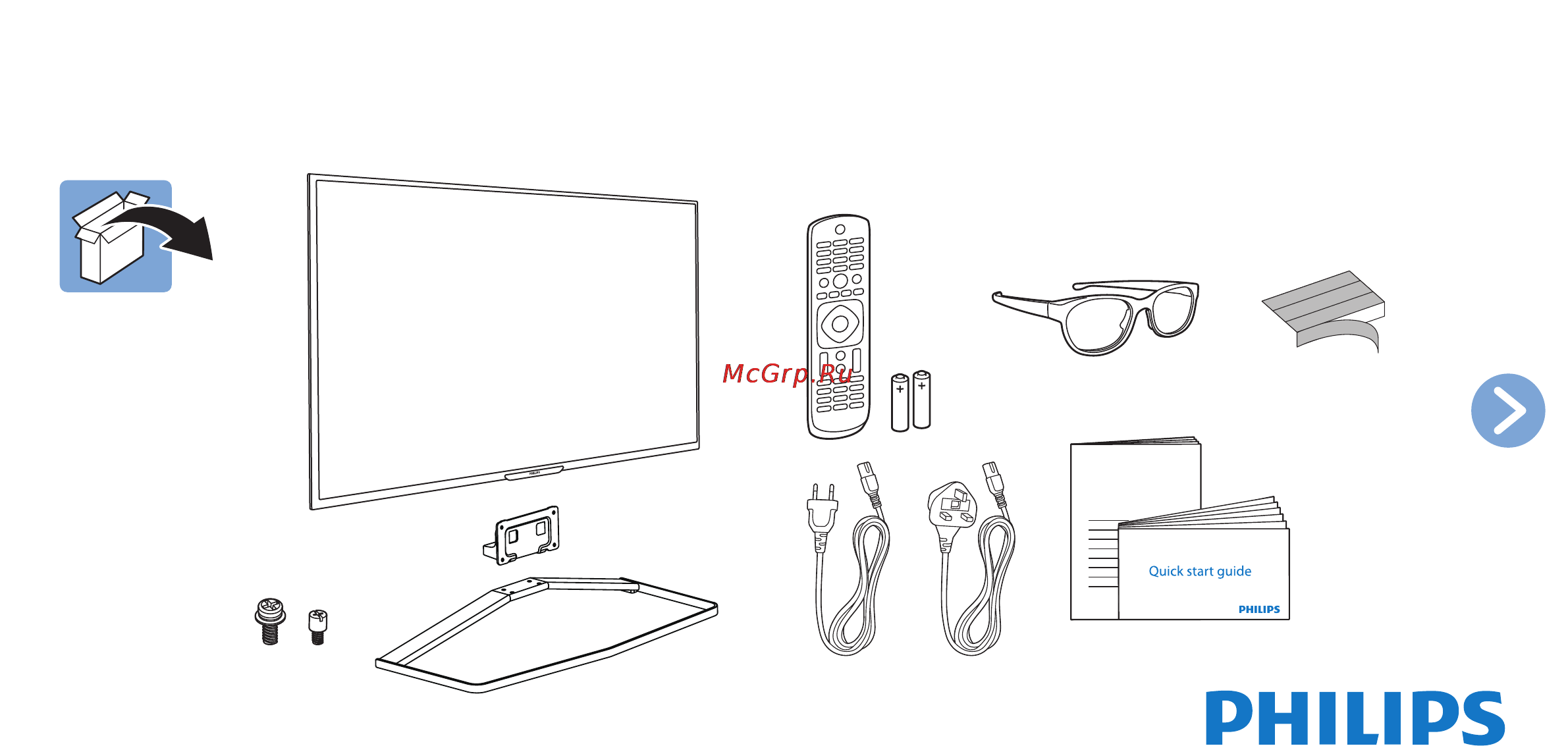 Philips 55PFH6309 Инструкция по быстрому запуску онлайн