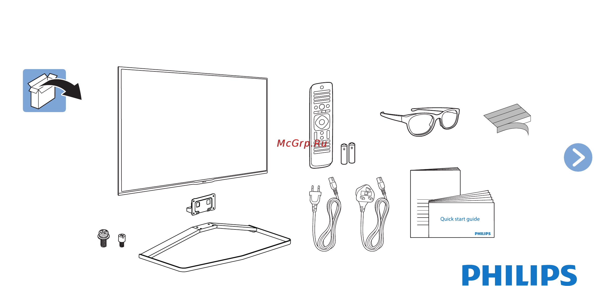 Philips 55PFK7109 Инструкция по быстрому запуску онлайн