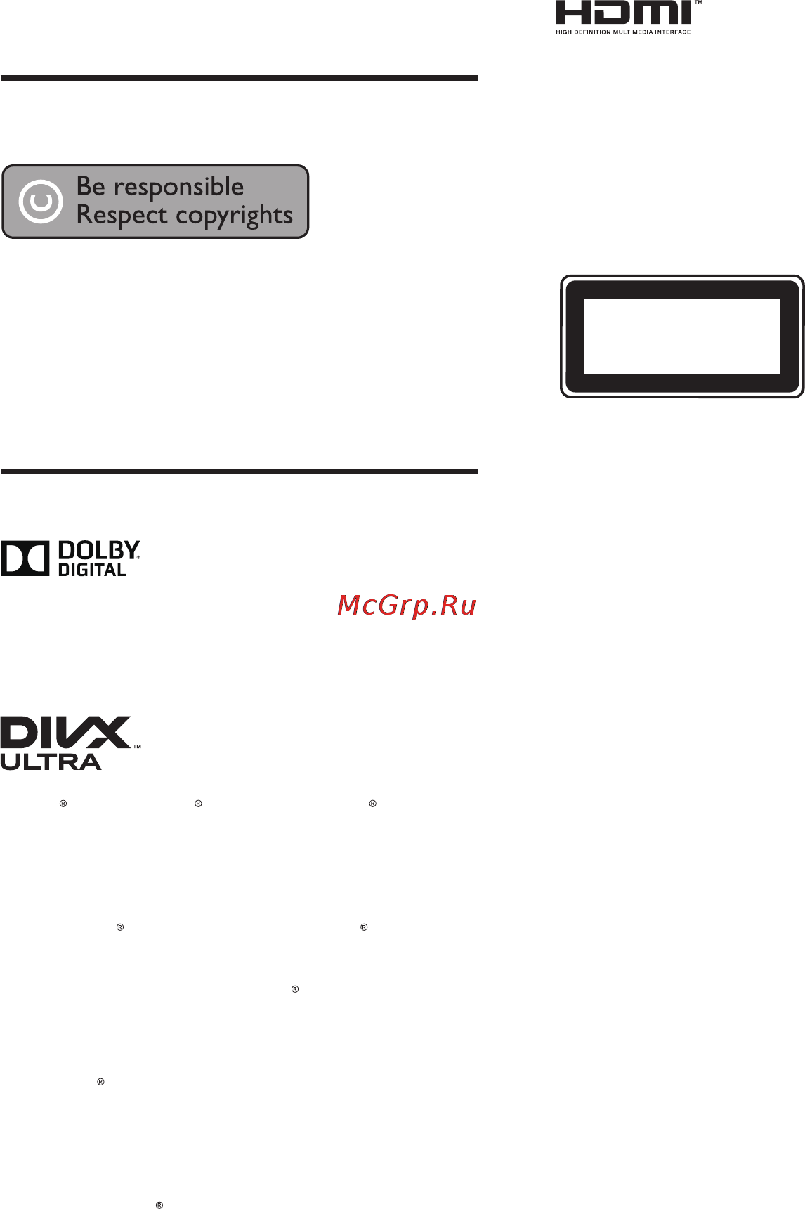 Philips HTD3540 [28/32] Copyright