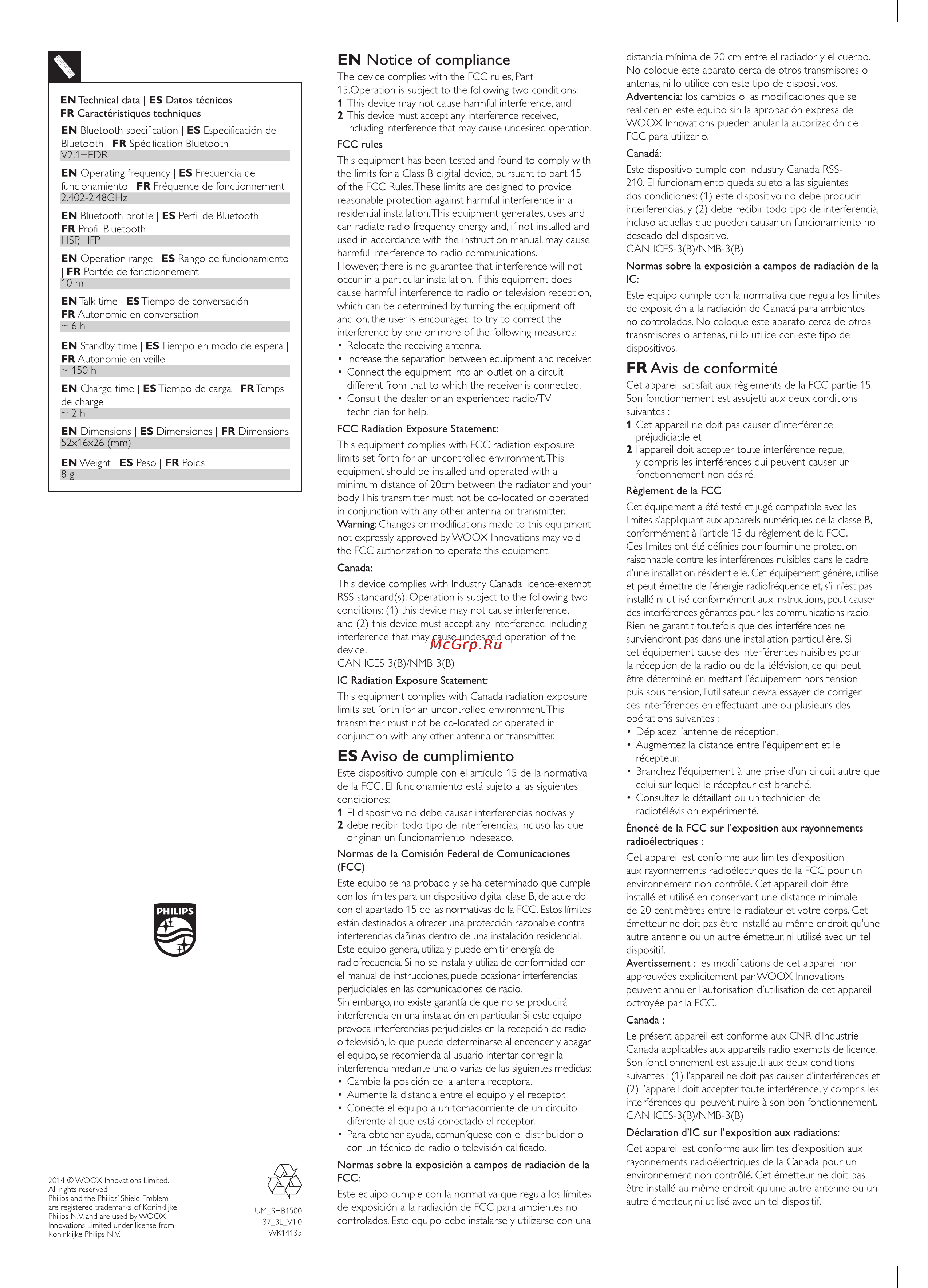 Philips SHB1500 [2/2] Um_shb1500_37_3l_140328_print indd 8 28 03 2014 16 10 25