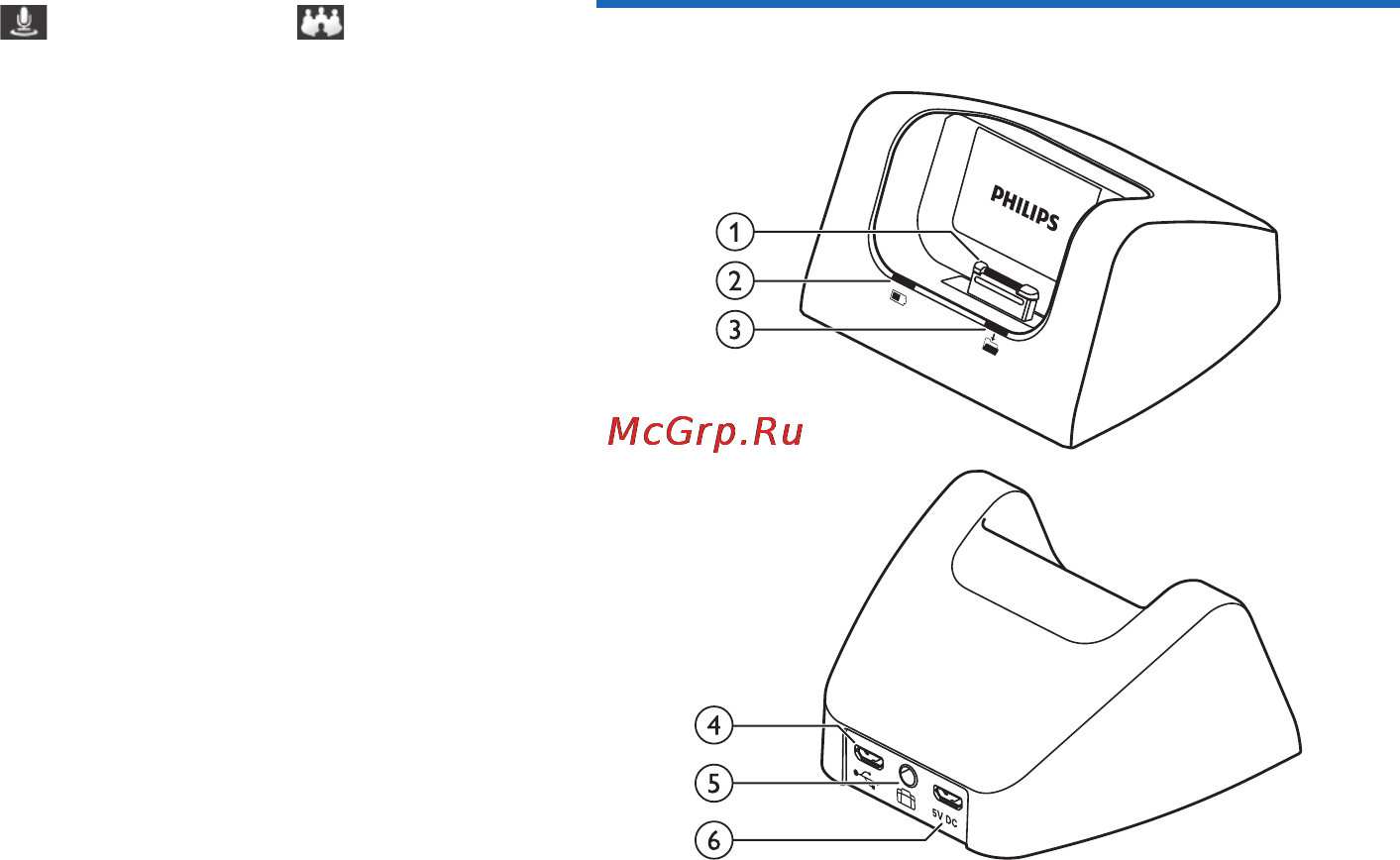 Philips Pocket Memo 8000 [10/184] Overview of the docking station