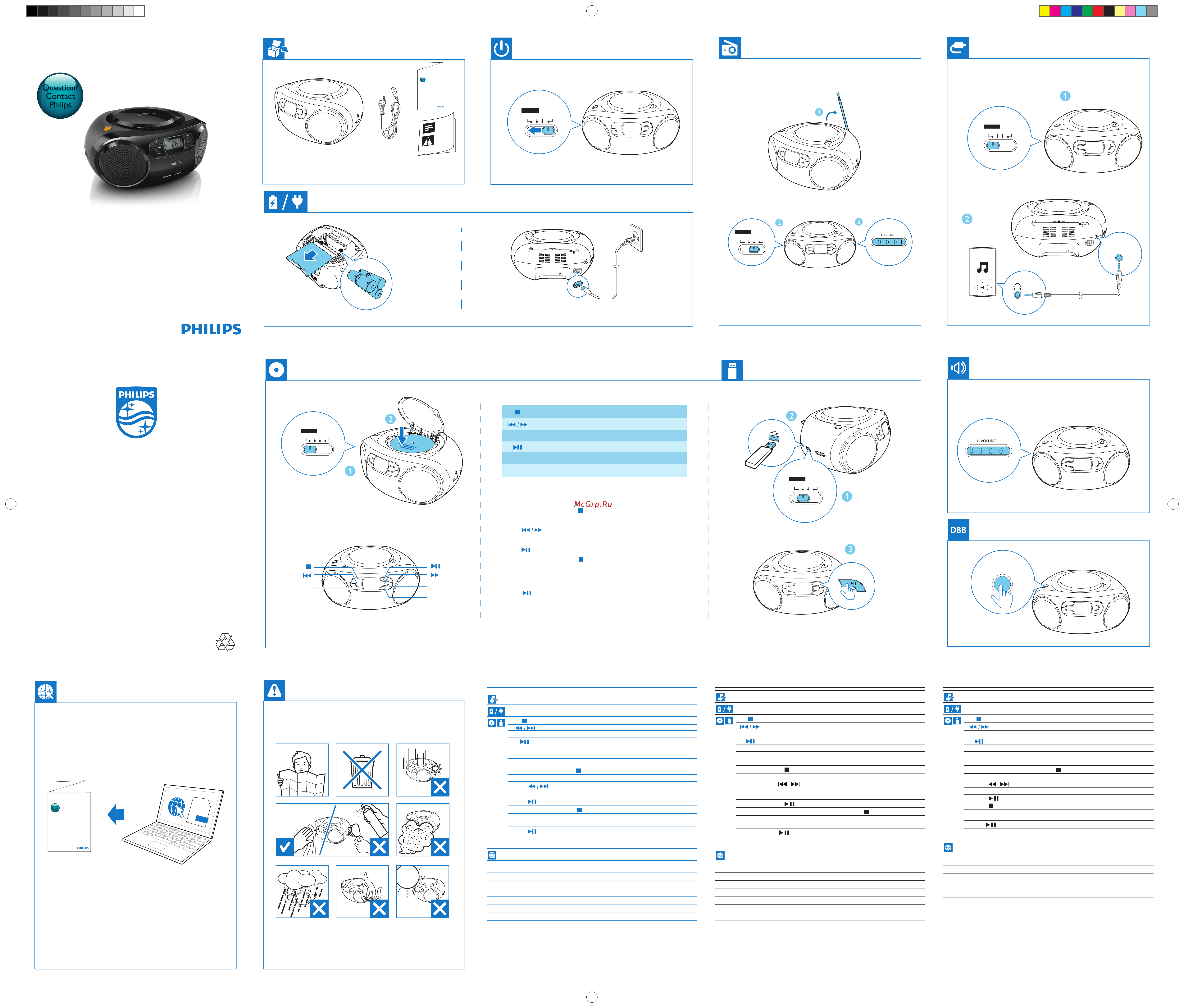 Philips AZ320/12 Краткая инструкция онлайн