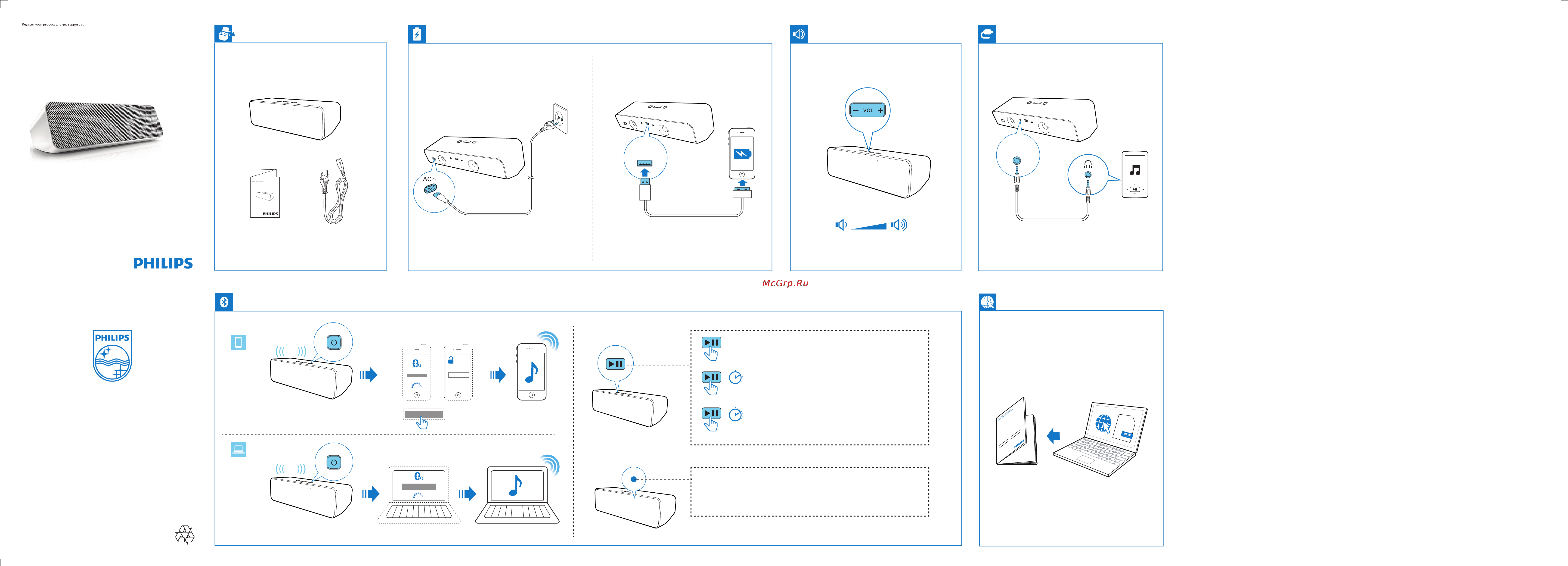 Philips SBT550 Краткая инструкция онлайн