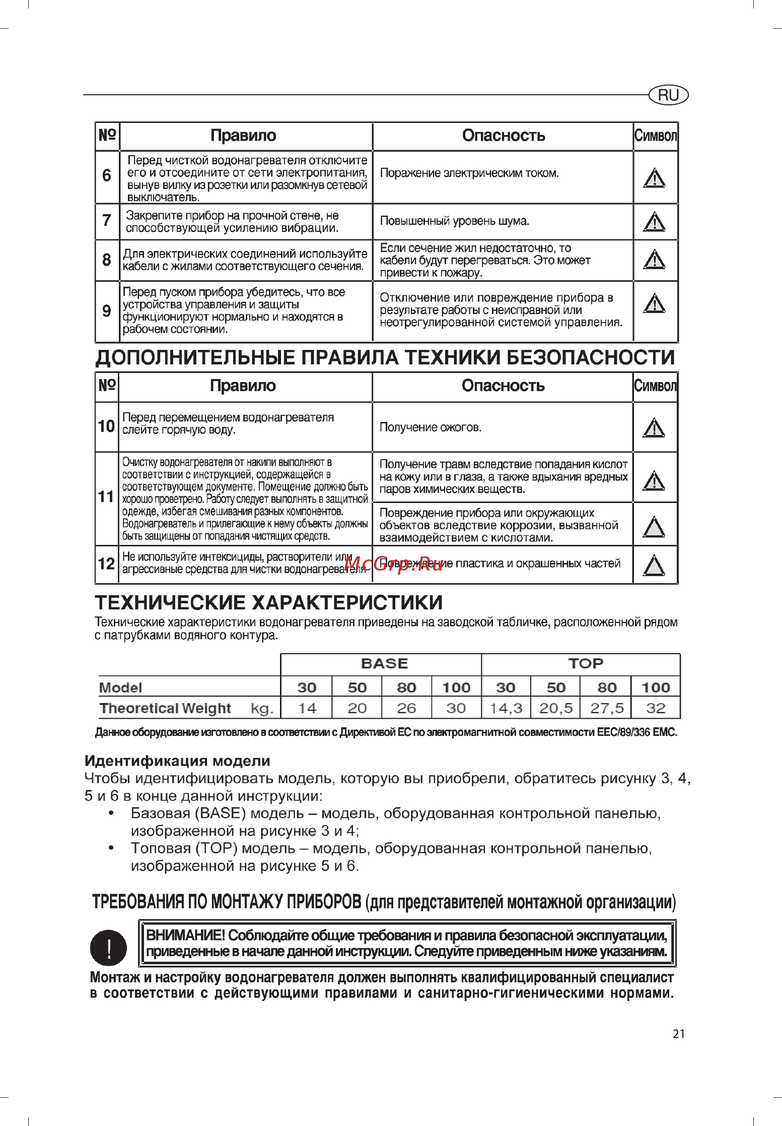 Ariston ABS VLS INOX QH 30 Инструкция по эксплуатации онлайн [21/48] 119379