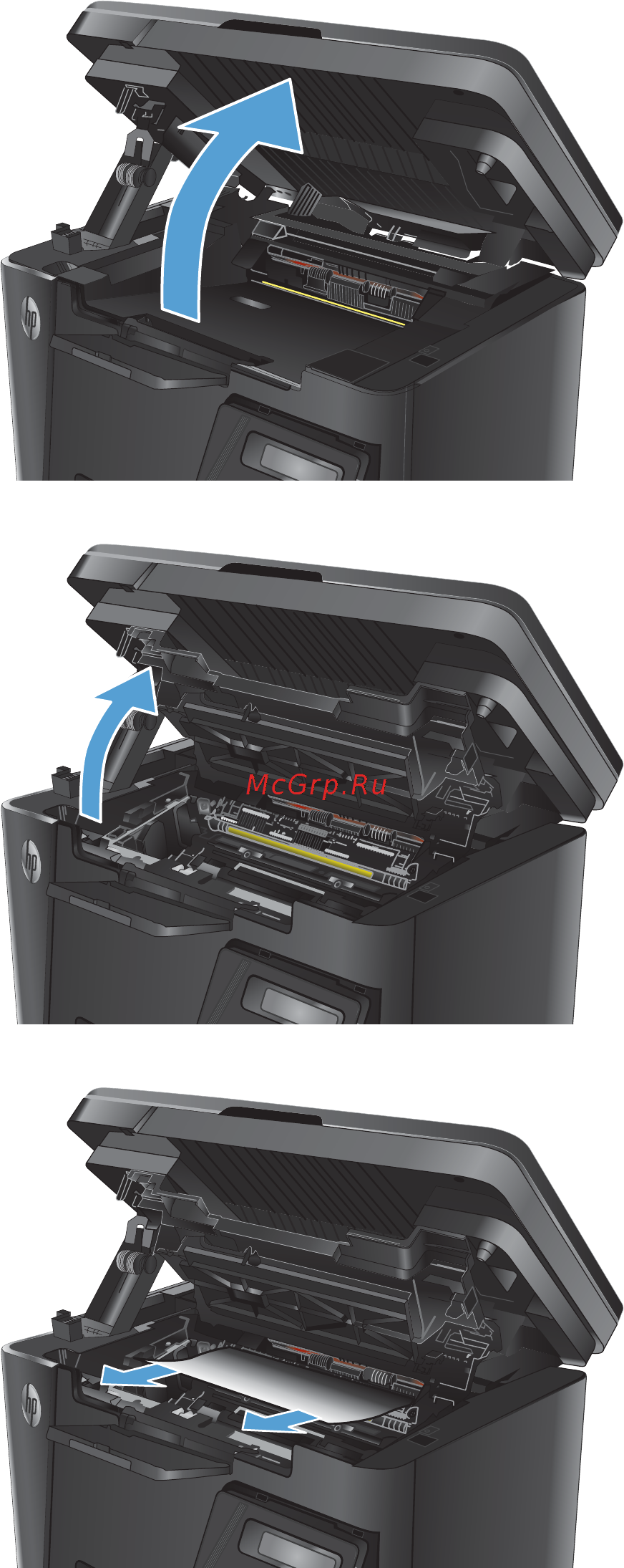 HP LaserJet Pro MFP M127-M128 [100/136] Устранение замятий в выходном лотке