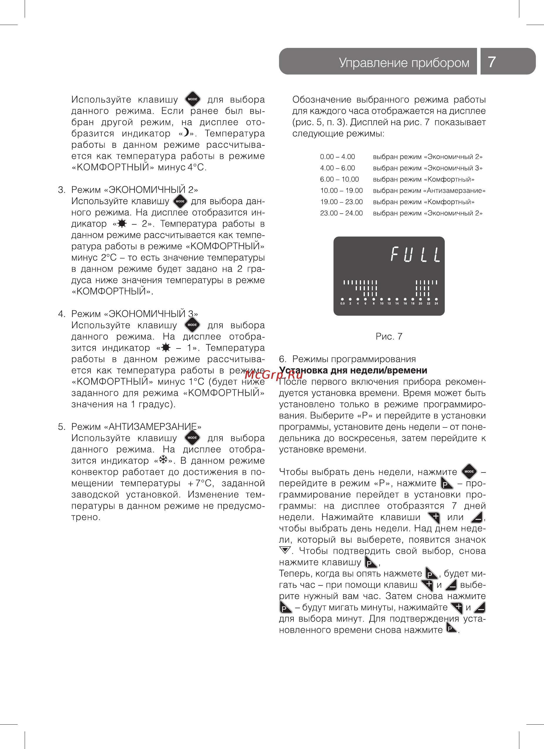 Ballu plaza arc bepa/e-1500 [7/20] Управление прибором