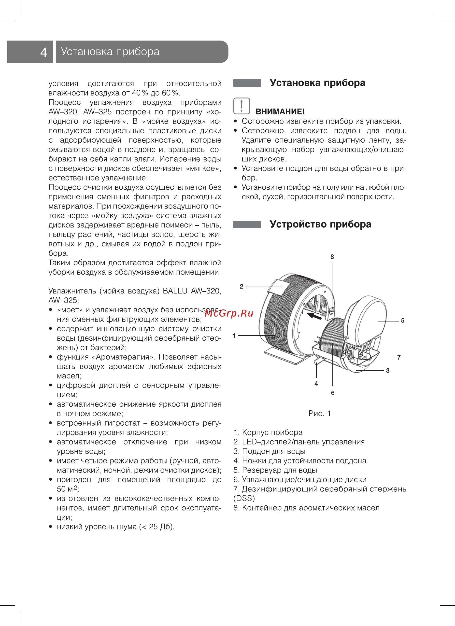 Ballu AW-325 [4/20] Устройство прибора