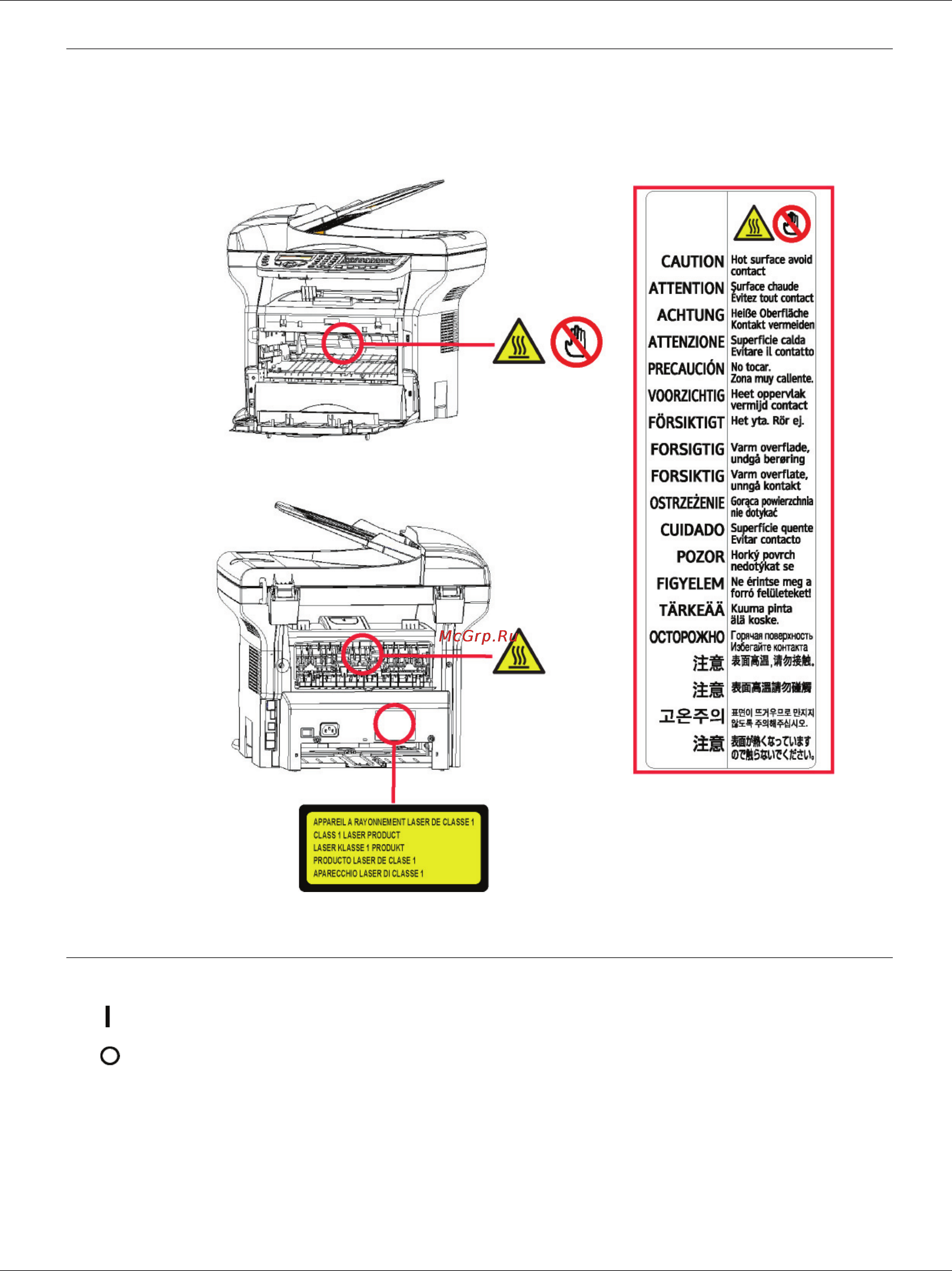 Philips LaserMFD 6080 [9/108] Ïîëîæåíèø ñèìâîëîâ áåçîïàñíîñòè íà àïïà²àòå